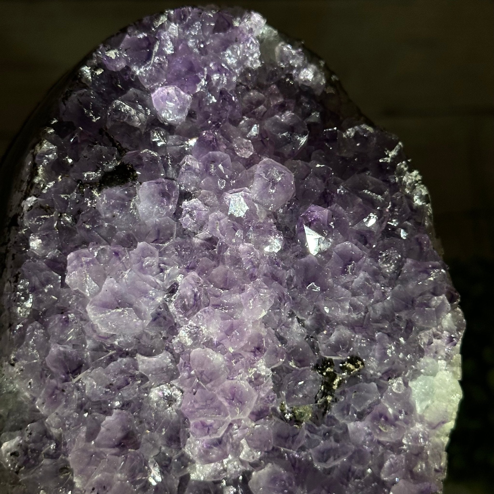 Quality Amethyst Cluster on a Metal Base, 8.5 lbs & 10.5" Tall #5491 - 0050 - Brazil GemsBrazil GemsQuality Amethyst Cluster on a Metal Base, 8.5 lbs & 10.5" Tall #5491 - 0050Clusters on Fixed Bases5491 - 0050
