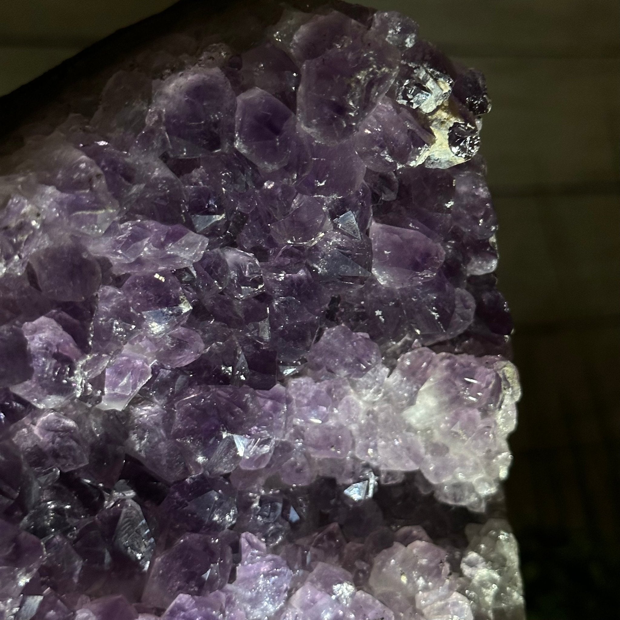 Quality Amethyst Cluster on a Metal Base, 9.3 lbs & 12.5" Tall #5491 - 0051 - Brazil GemsBrazil GemsQuality Amethyst Cluster on a Metal Base, 9.3 lbs & 12.5" Tall #5491 - 0051Clusters on Fixed Bases5491 - 0051