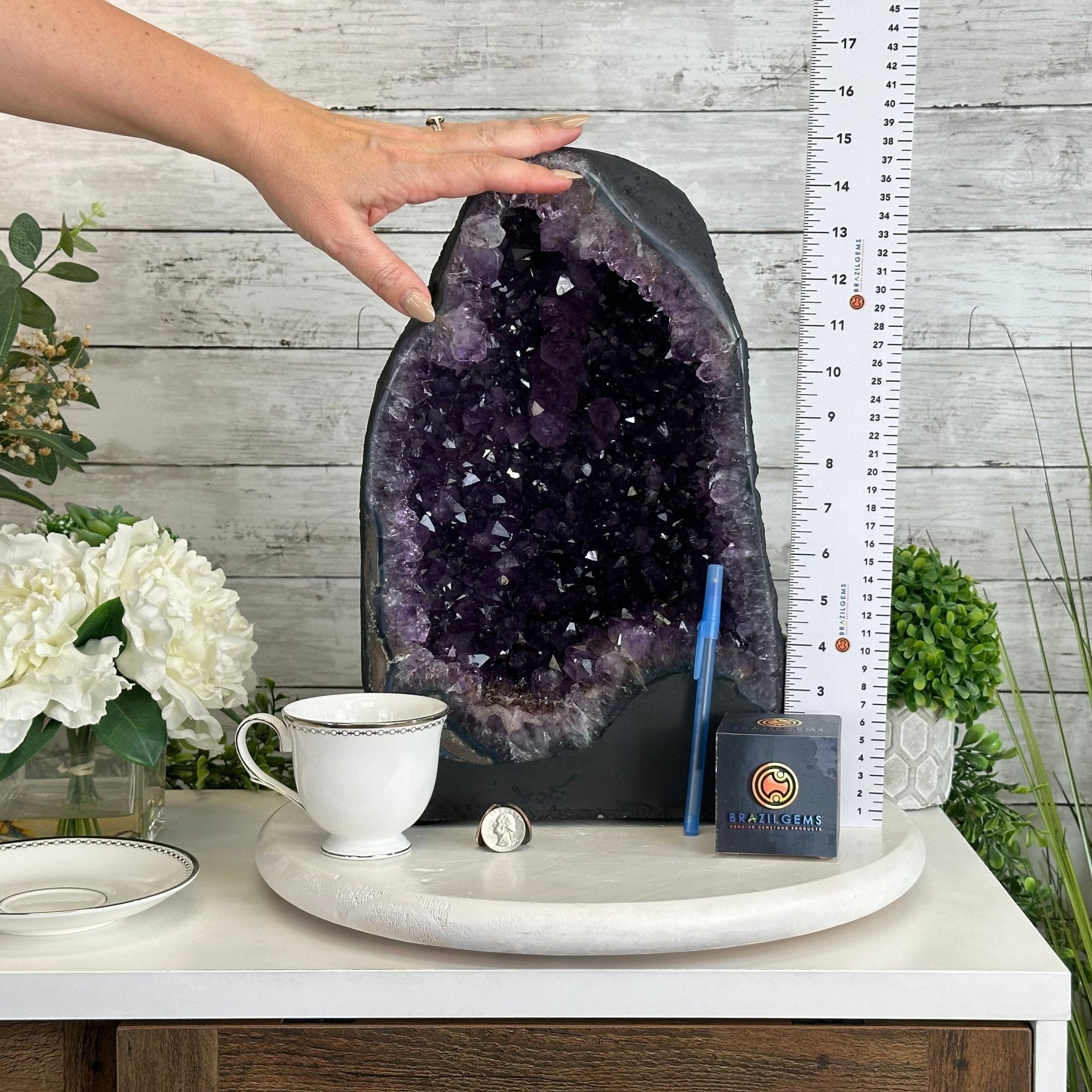 Quality Brazilian Amethyst Cathedral, 30.3 lbs & 14.9" Tall, #5601 - 1405 - Brazil GemsBrazil GemsQuality Brazilian Amethyst Cathedral, 30.3 lbs & 14.9" Tall, #5601 - 1405Cathedrals5601 - 1405