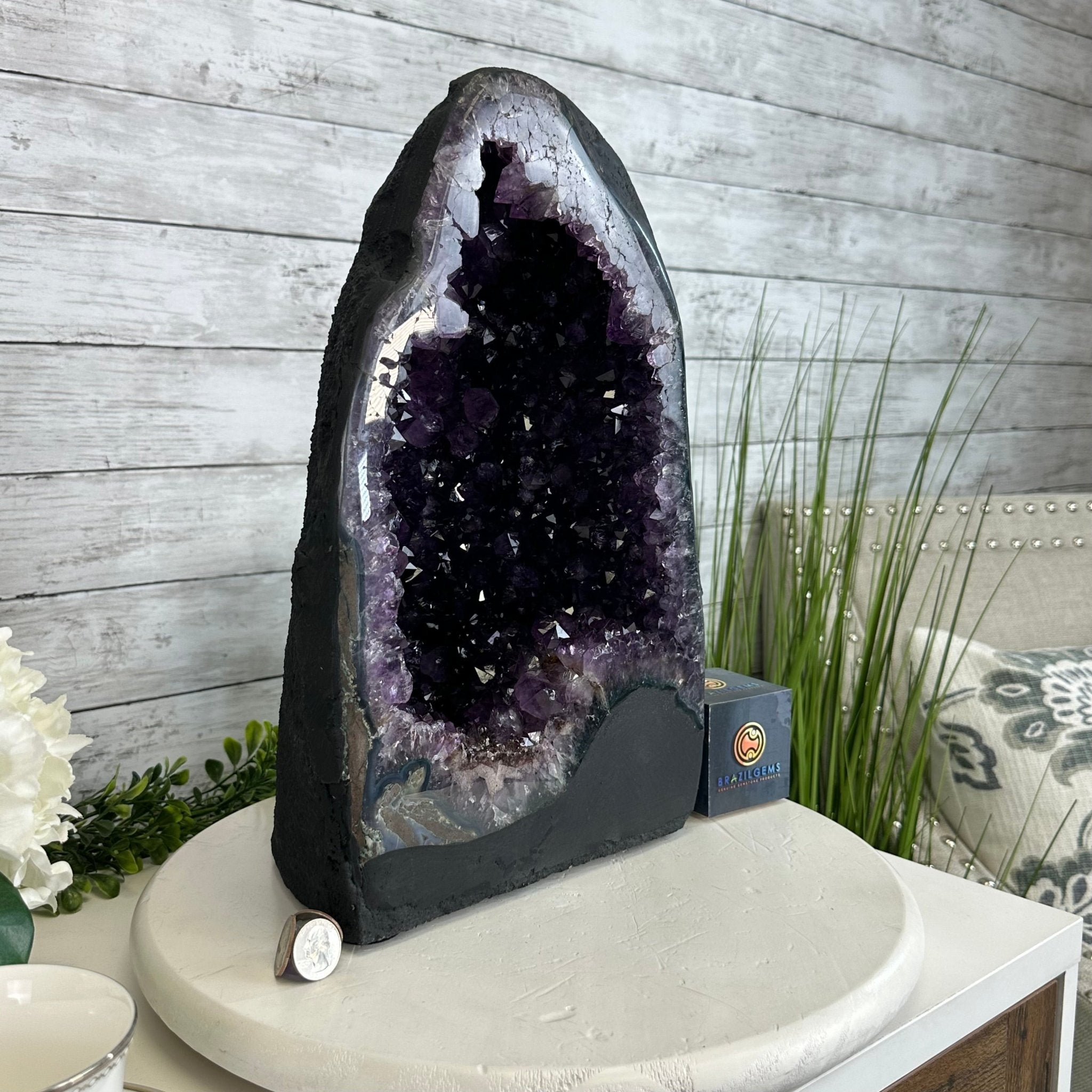 Quality Brazilian Amethyst Cathedral, 30.3 lbs & 14.9" Tall, #5601 - 1405 - Brazil GemsBrazil GemsQuality Brazilian Amethyst Cathedral, 30.3 lbs & 14.9" Tall, #5601 - 1405Cathedrals5601 - 1405