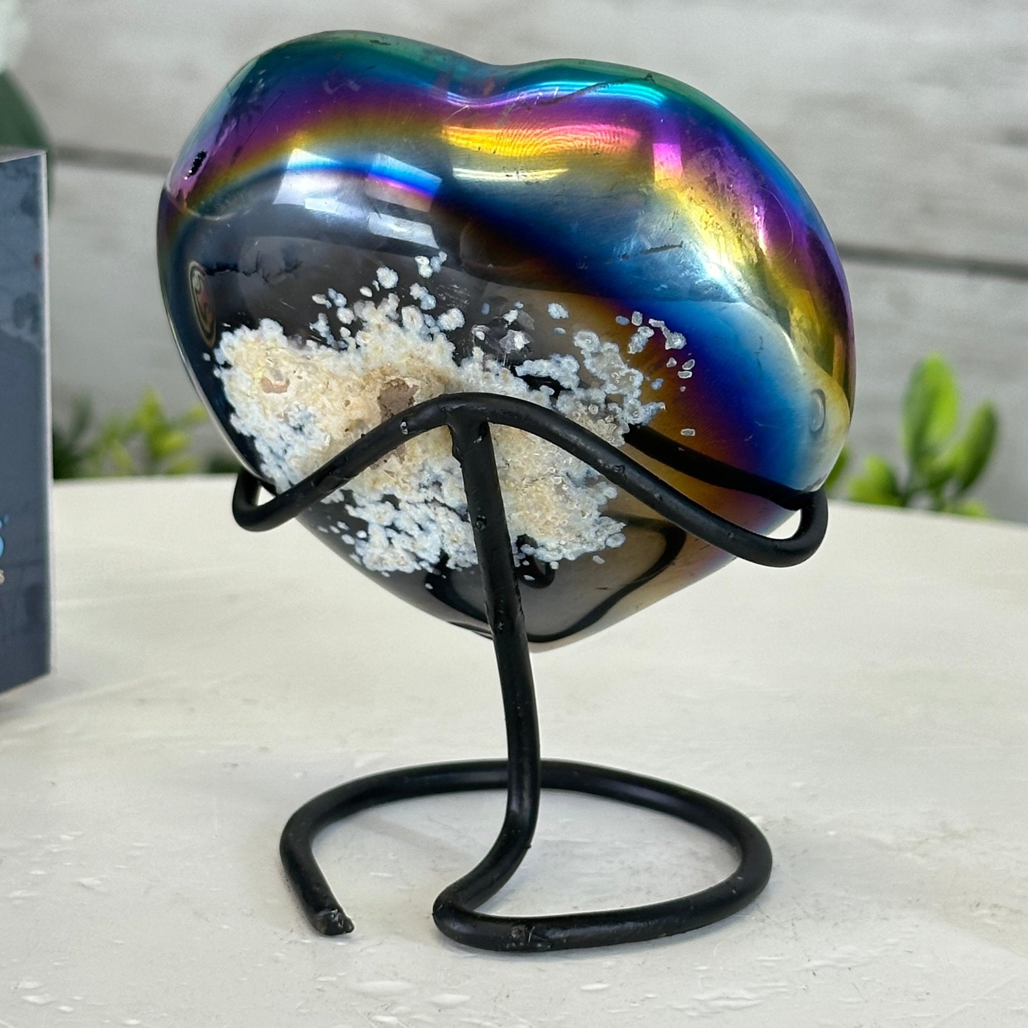 Rainbow Aura Amethyst Heart on a Metal Stand, 0.4 lbs & 3.5" Tall #5463RA-013 - Brazil GemsBrazil GemsRainbow Aura Amethyst Heart on a Metal Stand, 0.4 lbs & 3.5" Tall #5463RA-013Hearts5463RA-013