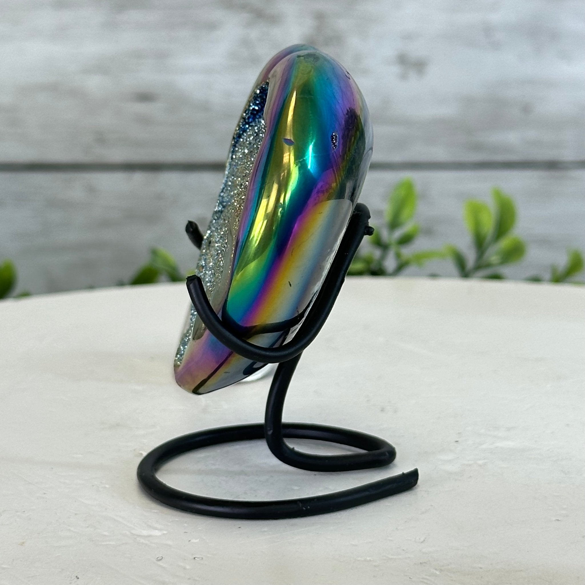 Rainbow Aura Amethyst Heart on a Metal Stand, 0.4 lbs & 3.5" Tall #5463RA-013 - Brazil GemsBrazil GemsRainbow Aura Amethyst Heart on a Metal Stand, 0.4 lbs & 3.5" Tall #5463RA-013Hearts5463RA-013