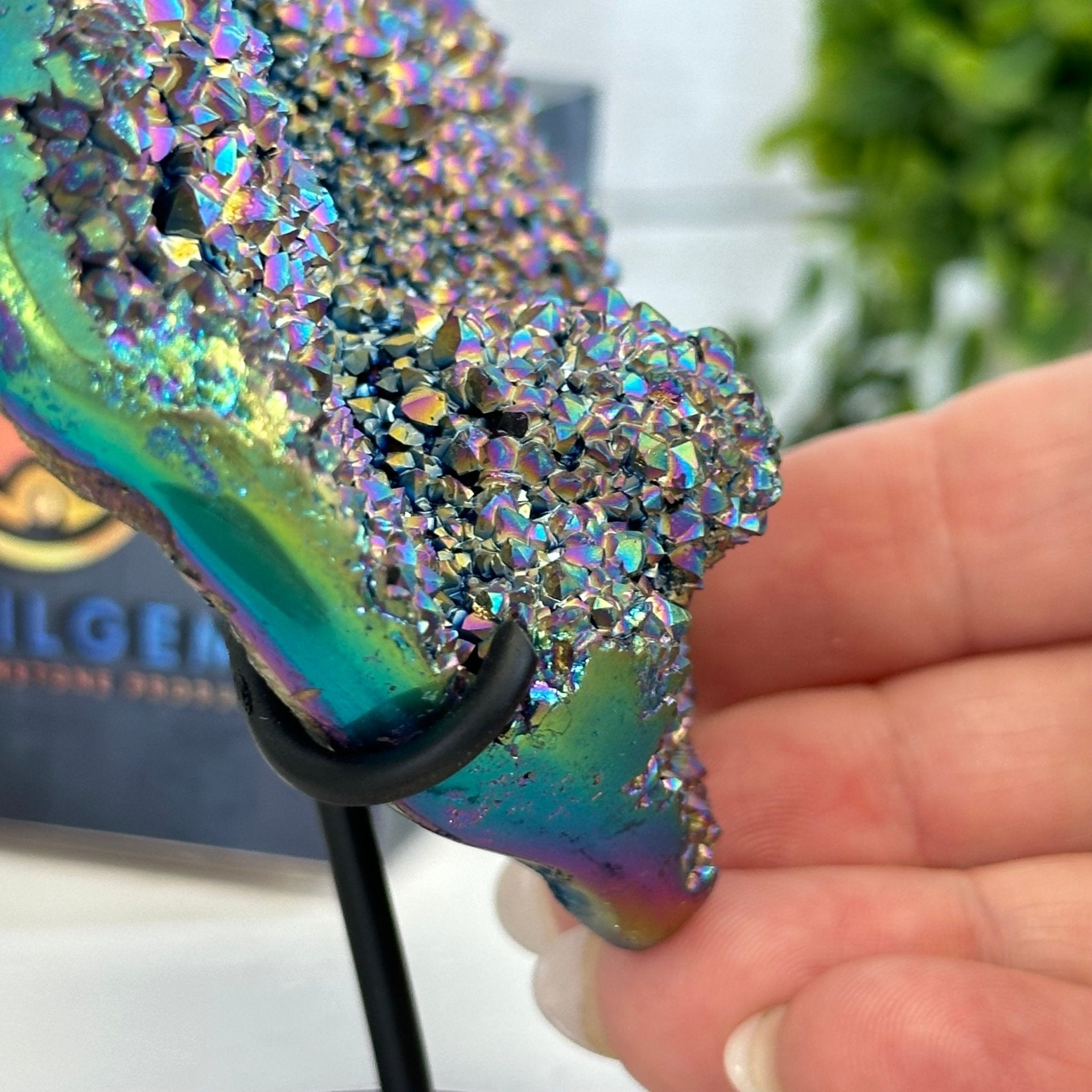 Rainbow Aura Amethyst Heart on a Metal Stand, 0.4 lbs & 3.8" Tall #5463RA-014 - Brazil GemsBrazil GemsRainbow Aura Amethyst Heart on a Metal Stand, 0.4 lbs & 3.8" Tall #5463RA-014Hearts5463RA-014