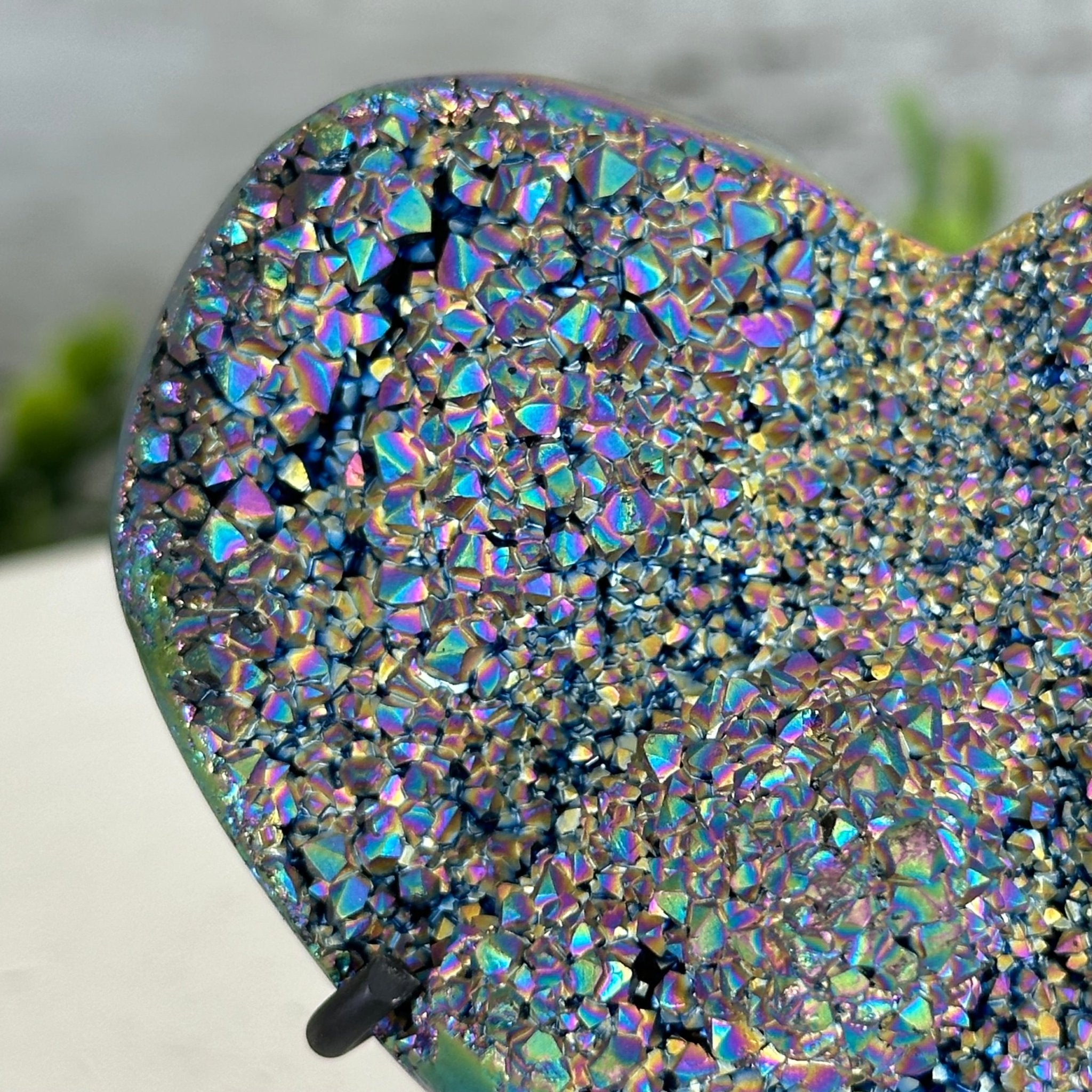 Rainbow Aura Amethyst Heart on a Metal Stand, 0.4 lbs & 3.8" Tall #5463RA-014 - Brazil GemsBrazil GemsRainbow Aura Amethyst Heart on a Metal Stand, 0.4 lbs & 3.8" Tall #5463RA-014Hearts5463RA-014