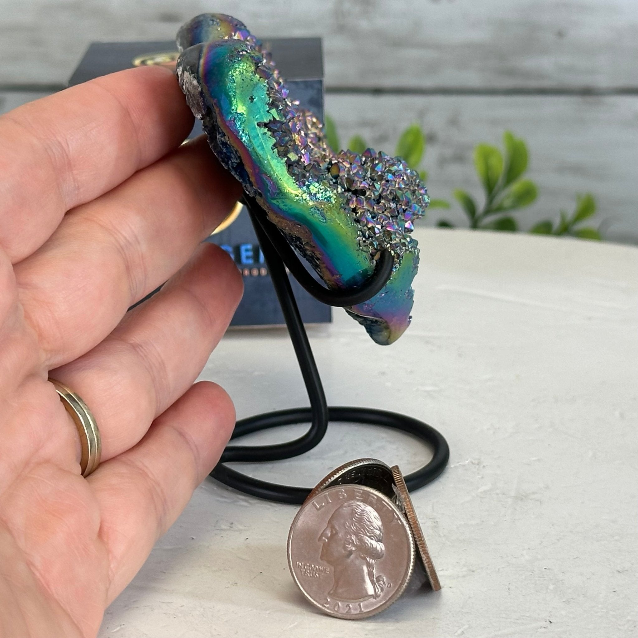 Rainbow Aura Amethyst Heart on a Metal Stand, 0.4 lbs & 3.8" Tall #5463RA-014 - Brazil GemsBrazil GemsRainbow Aura Amethyst Heart on a Metal Stand, 0.4 lbs & 3.8" Tall #5463RA-014Hearts5463RA-014