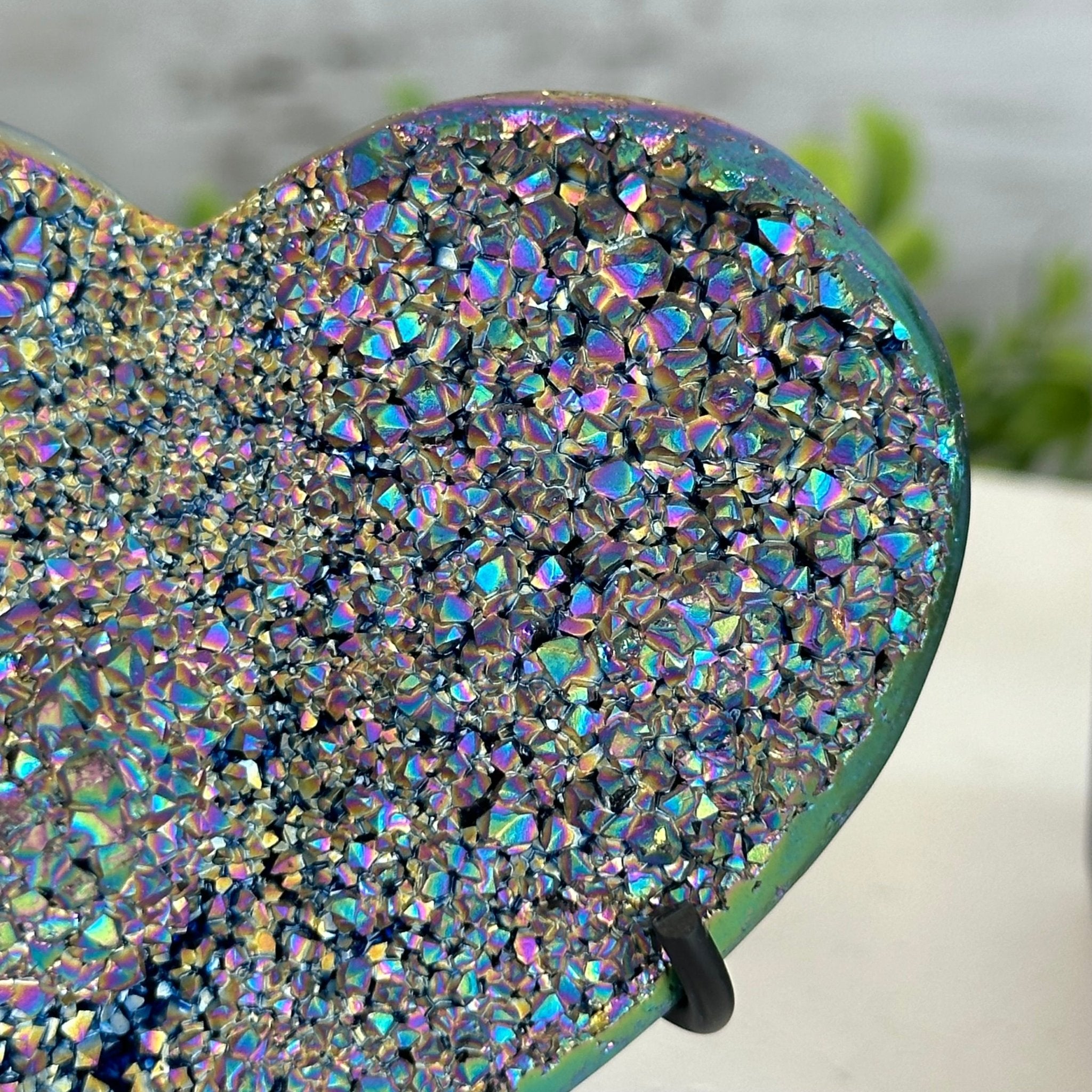 Rainbow Aura Amethyst Heart on a Metal Stand, 0.4 lbs & 3.8" Tall #5463RA-014 - Brazil GemsBrazil GemsRainbow Aura Amethyst Heart on a Metal Stand, 0.4 lbs & 3.8" Tall #5463RA-014Hearts5463RA-014