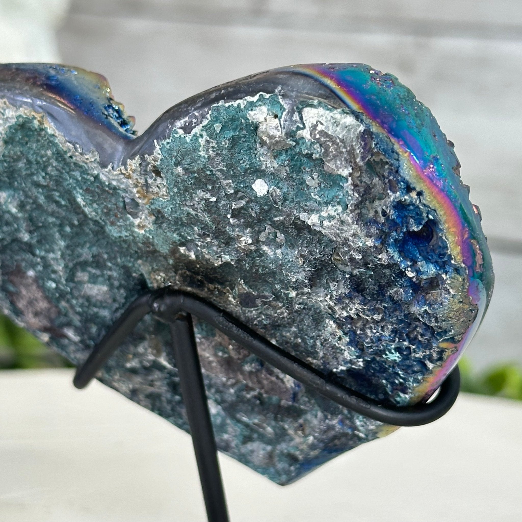 Rainbow Aura Amethyst Heart on a Metal Stand, 0.4 lbs & 3.8" Tall #5463RA-014 - Brazil GemsBrazil GemsRainbow Aura Amethyst Heart on a Metal Stand, 0.4 lbs & 3.8" Tall #5463RA-014Hearts5463RA-014