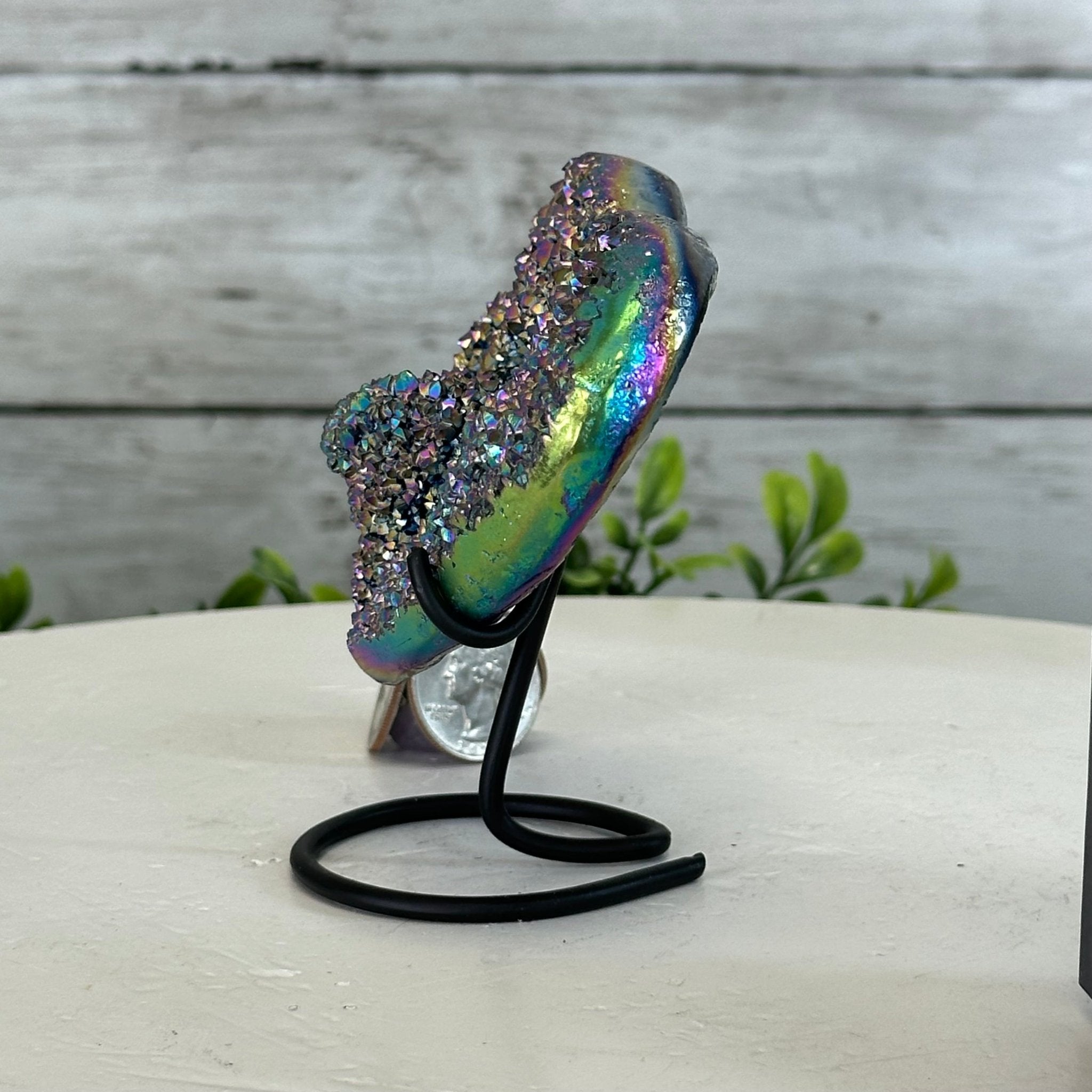 Rainbow Aura Amethyst Heart on a Metal Stand, 0.4 lbs & 3.8" Tall #5463RA-014 - Brazil GemsBrazil GemsRainbow Aura Amethyst Heart on a Metal Stand, 0.4 lbs & 3.8" Tall #5463RA-014Hearts5463RA-014