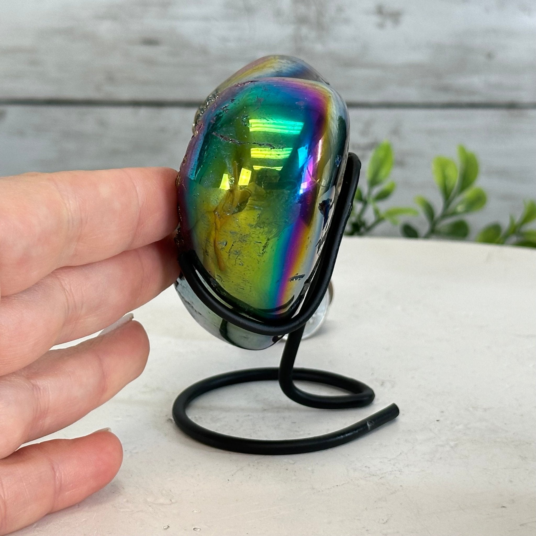Rainbow Aura Amethyst Heart on a Metal Stand, 0.8 lbs & 3.8" Tall #5463RA-020 - Brazil GemsBrazil GemsRainbow Aura Amethyst Heart on a Metal Stand, 0.8 lbs & 3.8" Tall #5463RA-020Hearts5463RA-020