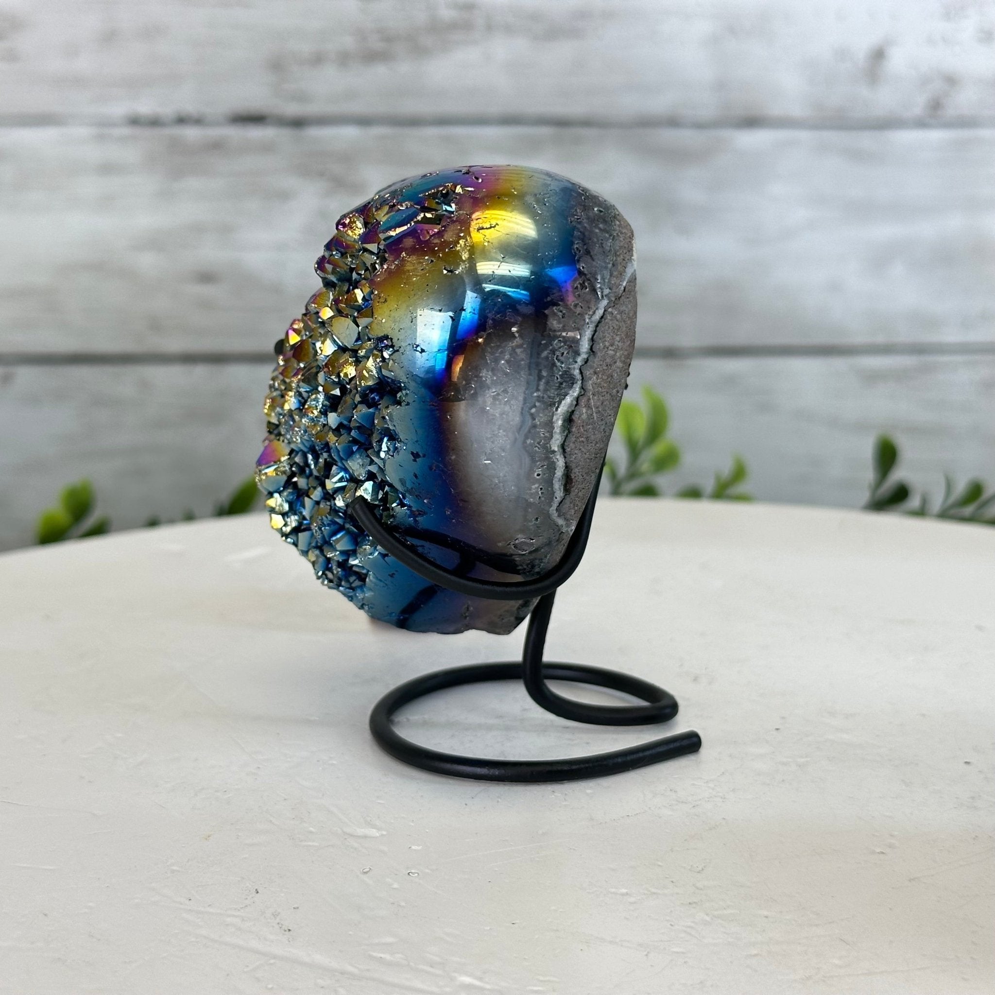 Rainbow Aura Amethyst Heart on a Metal Stand, 1 lbs & 4" Tall #5463RA-021 - Brazil GemsBrazil GemsRainbow Aura Amethyst Heart on a Metal Stand, 1 lbs & 4" Tall #5463RA-021Hearts5463RA-021