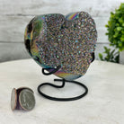 Rainbow Aura Amethyst Heart on a Metal Stand, 1.2 lbs & 4.25" Tall, Model #5463AU-010 by Brazil Gems - Brazil GemsBrazil GemsRainbow Aura Amethyst Heart on a Metal Stand, 1.2 lbs & 4.25" Tall, Model #5463AU-010 by Brazil GemsHearts5463AU-010