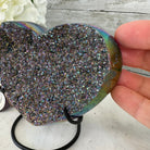 Rainbow Aura Amethyst Heart on a Metal Stand, 1.2 lbs & 4.25" Tall, Model #5463AU-010 by Brazil Gems - Brazil GemsBrazil GemsRainbow Aura Amethyst Heart on a Metal Stand, 1.2 lbs & 4.25" Tall, Model #5463AU-010 by Brazil GemsHearts5463AU-010