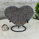 Rainbow Aura Amethyst Heart on a Metal Stand, 1.2 lbs & 4.25" Tall, Model #5463AU-010 by Brazil Gems - Brazil GemsBrazil GemsRainbow Aura Amethyst Heart on a Metal Stand, 1.2 lbs & 4.25" Tall, Model #5463AU-010 by Brazil GemsHearts5463AU-010