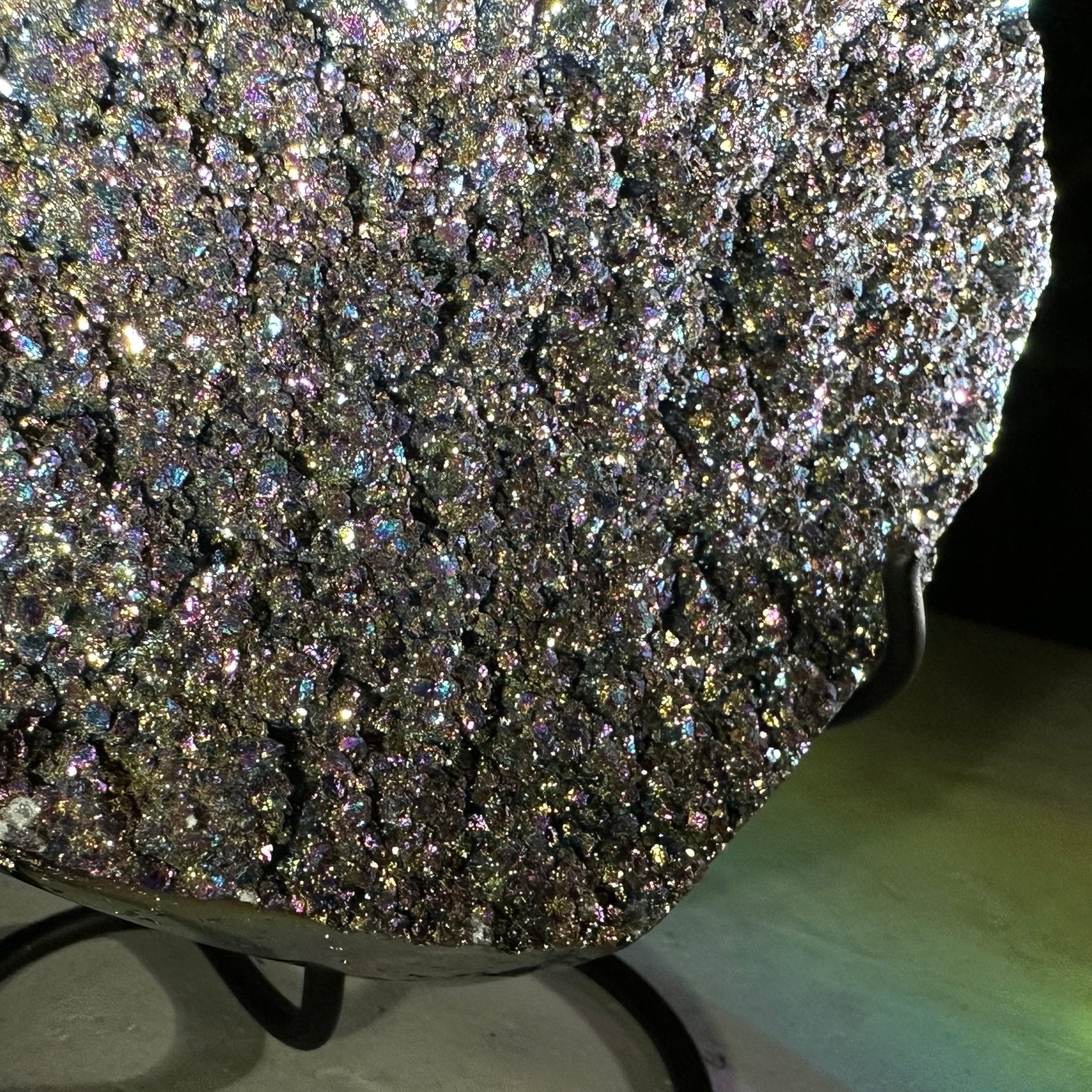 Rainbow Aura Amethyst Heart on a Metal Stand, 1.2 lbs & 4.25" Tall, Model #5463AU-010 by Brazil Gems - Brazil GemsBrazil GemsRainbow Aura Amethyst Heart on a Metal Stand, 1.2 lbs & 4.25" Tall, Model #5463AU-010 by Brazil GemsHearts5463AU-010