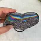 Rainbow Aura Amethyst Heart on a Metal Stand, 1.2 lbs & 4.25" Tall, Model #5463AU-010 by Brazil Gems - Brazil GemsBrazil GemsRainbow Aura Amethyst Heart on a Metal Stand, 1.2 lbs & 4.25" Tall, Model #5463AU-010 by Brazil GemsHearts5463AU-010
