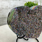 Rainbow Aura Amethyst Heart on a Metal Stand, 1.2 lbs & 4.25" Tall, Model #5463AU-010 by Brazil Gems - Brazil GemsBrazil GemsRainbow Aura Amethyst Heart on a Metal Stand, 1.2 lbs & 4.25" Tall, Model #5463AU-010 by Brazil GemsHearts5463AU-010
