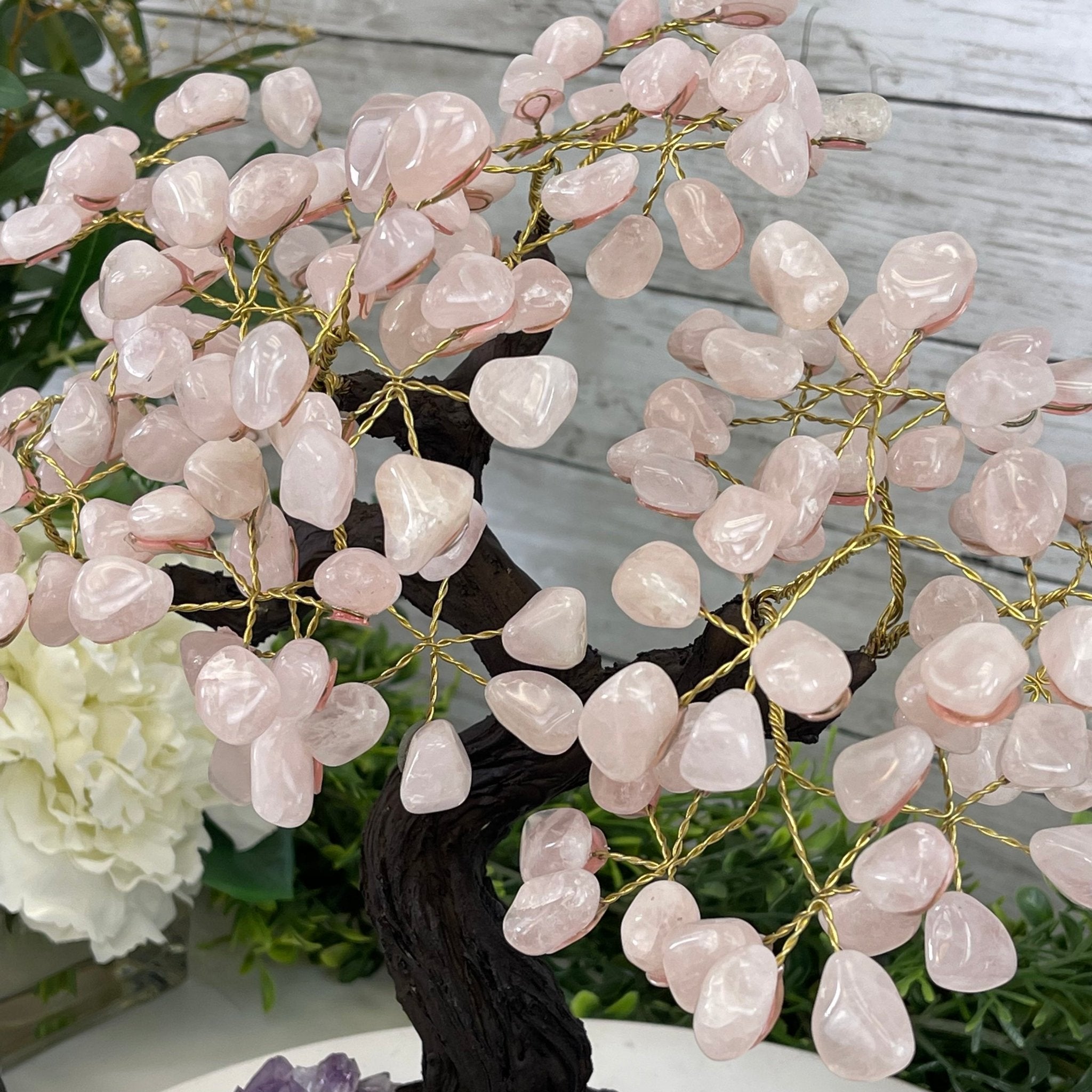 Rose Quartz 14" Tall Handmade Gemstone Tree on a Crystal base, 180 Gems #5404ROSQ - Brazil GemsBrazil GemsRose Quartz 14" Tall Handmade Gemstone Tree on a Crystal base, 180 Gems #5404ROSQGemstone Trees5404ROSQ