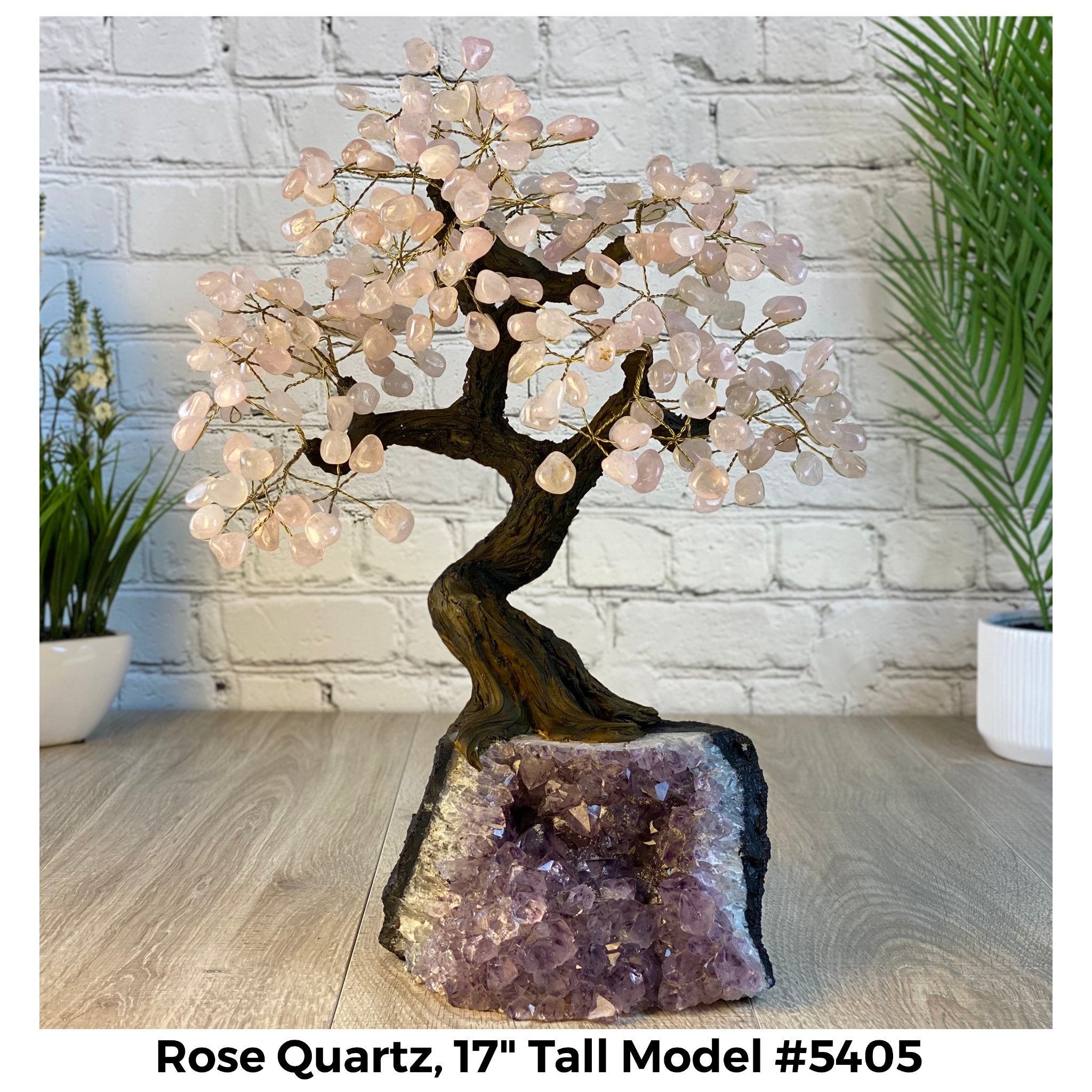 Rose Quartz 17" Tall Handmade Gemstone Tree on a Crystal base, 240 Gems #5405ROSQ - Brazil GemsBrazil GemsRose Quartz 17" Tall Handmade Gemstone Tree on a Crystal base, 240 Gems #5405ROSQGemstone Trees5405ROSQ