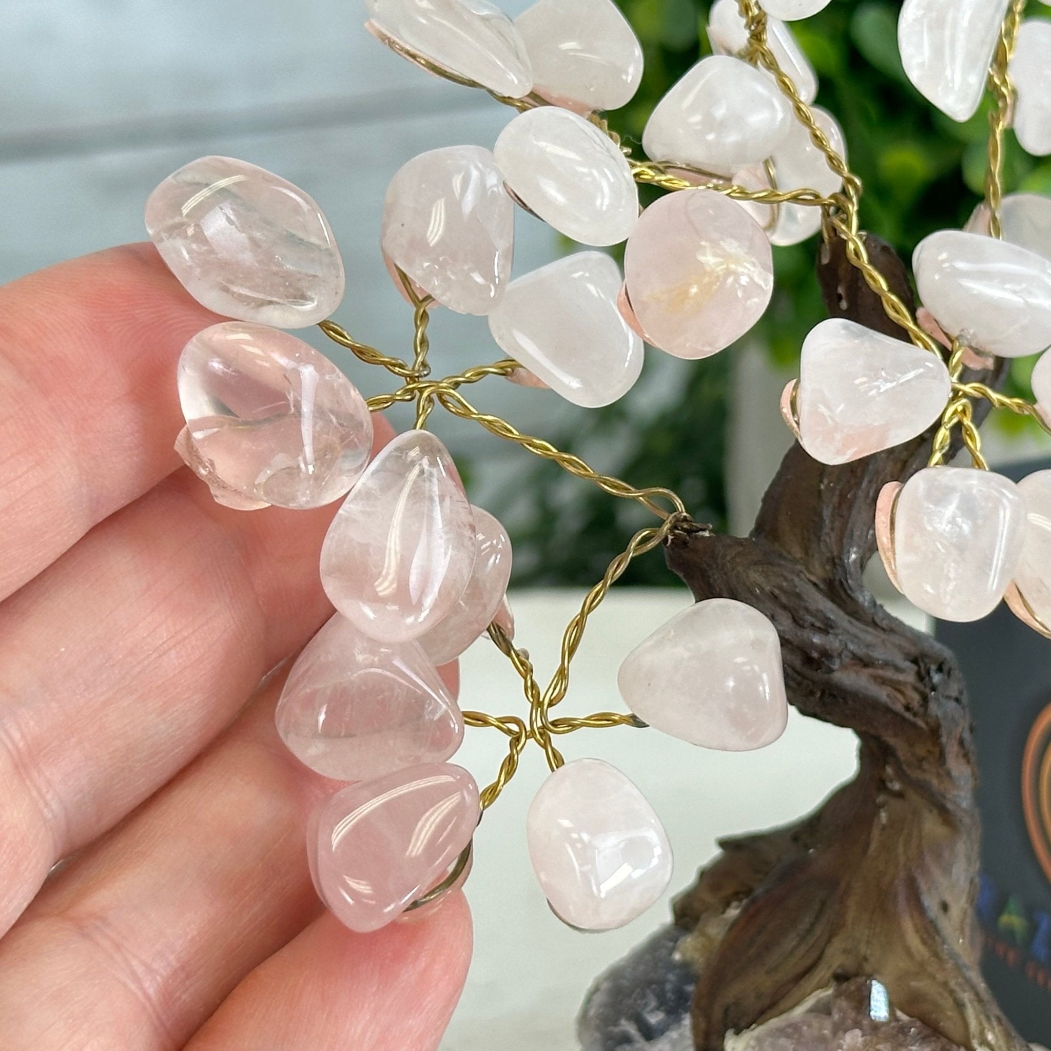 Rose Quartz 5" Tall Handmade Gemstone Tree on a Crystal base, 35 Gems #5401ROSQ - Brazil GemsBrazil GemsRose Quartz 5" Tall Handmade Gemstone Tree on a Crystal base, 35 Gems #5401ROSQGemstone Trees5401ROSQ
