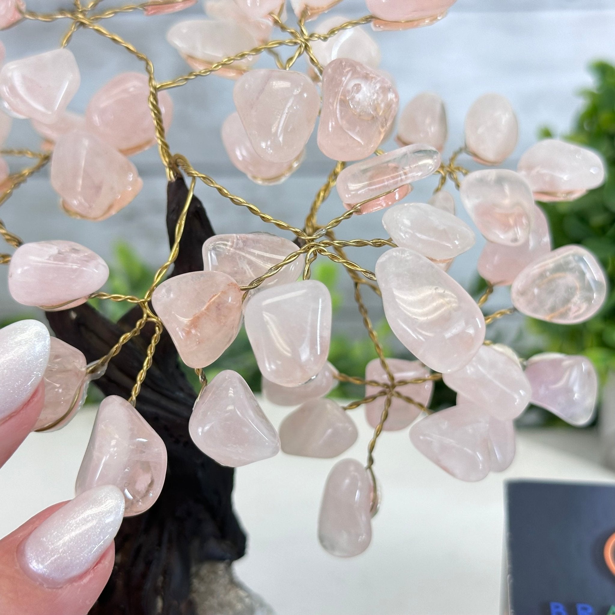 Rose Quartz 7" Tall Handmade Gemstone Tree on a Crystal base, 60 Gems #5402ROSQ - Brazil GemsBrazil GemsRose Quartz 7" Tall Handmade Gemstone Tree on a Crystal base, 60 Gems #5402ROSQGemstone Trees5402ROSQ