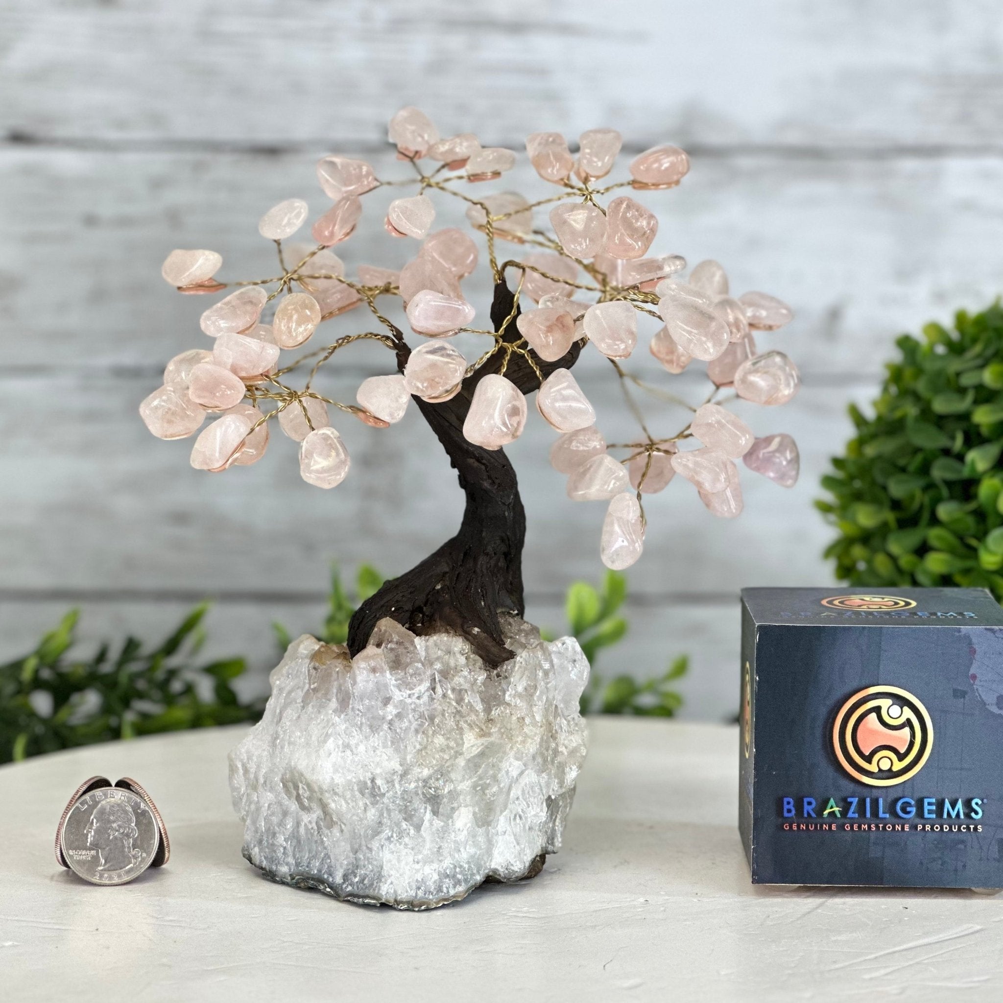 Rose Quartz 7" Tall Handmade Gemstone Tree on a Crystal base, 60 Gems #5402ROSQ - Brazil GemsBrazil GemsRose Quartz 7" Tall Handmade Gemstone Tree on a Crystal base, 60 Gems #5402ROSQGemstone Trees5402ROSQ
