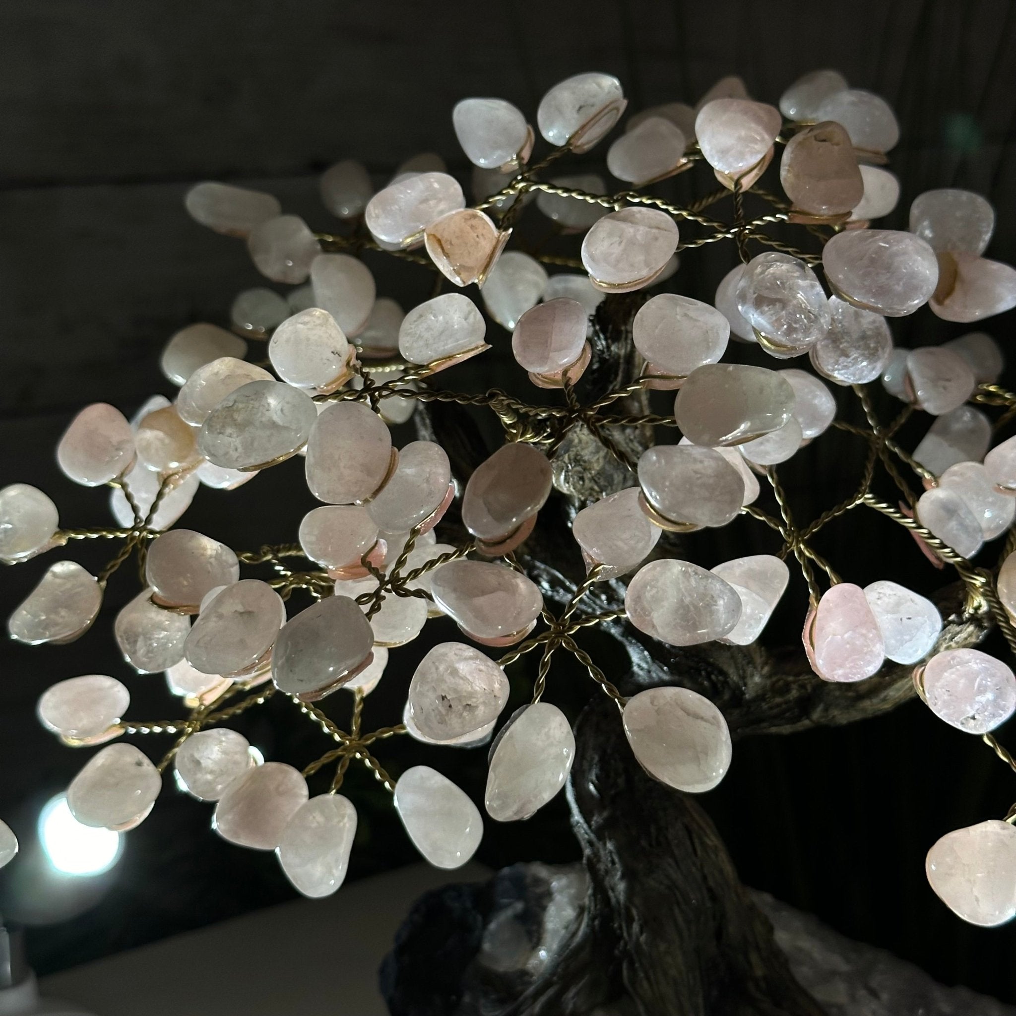 Rose Quartz 9" Tall Handmade Gemstone Tree on a Crystal base, 120 Gems #5403ROSQ - Brazil GemsBrazil GemsRose Quartz 9" Tall Handmade Gemstone Tree on a Crystal base, 120 Gems #5403ROSQGemstone Trees5403ROSQ