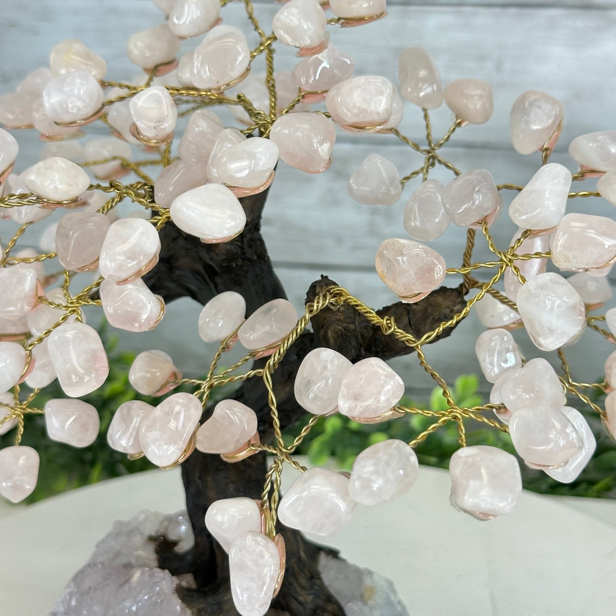 Rose Quartz 9" Tall Handmade Gemstone Tree on a Crystal base, 120 Gems #5403ROSQ - Brazil GemsBrazil GemsRose Quartz 9" Tall Handmade Gemstone Tree on a Crystal base, 120 Gems #5403ROSQGemstone Trees5403ROSQ
