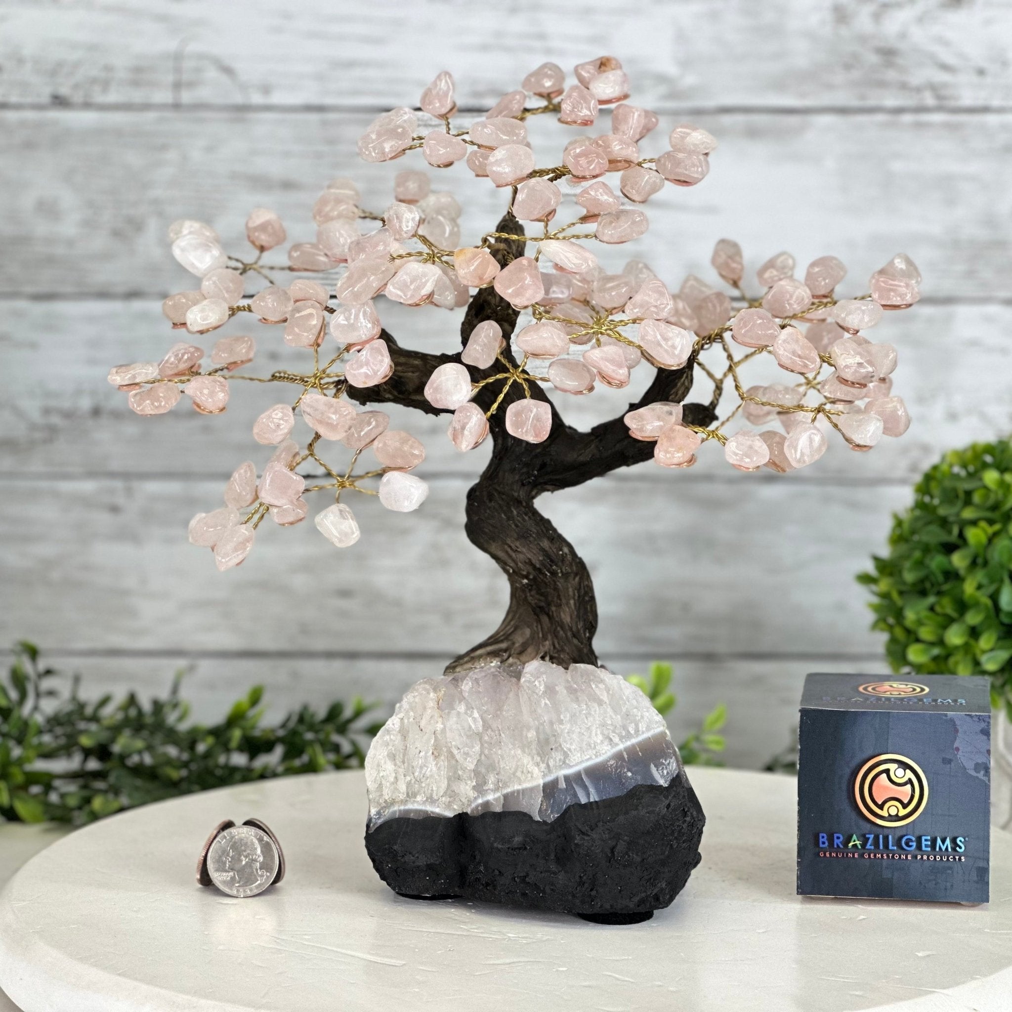 Rose Quartz 9" Tall Handmade Gemstone Tree on a Crystal base, 120 Gems #5403ROSQ - Brazil GemsBrazil GemsRose Quartz 9" Tall Handmade Gemstone Tree on a Crystal base, 120 Gems #5403ROSQGemstone Trees5403ROSQ