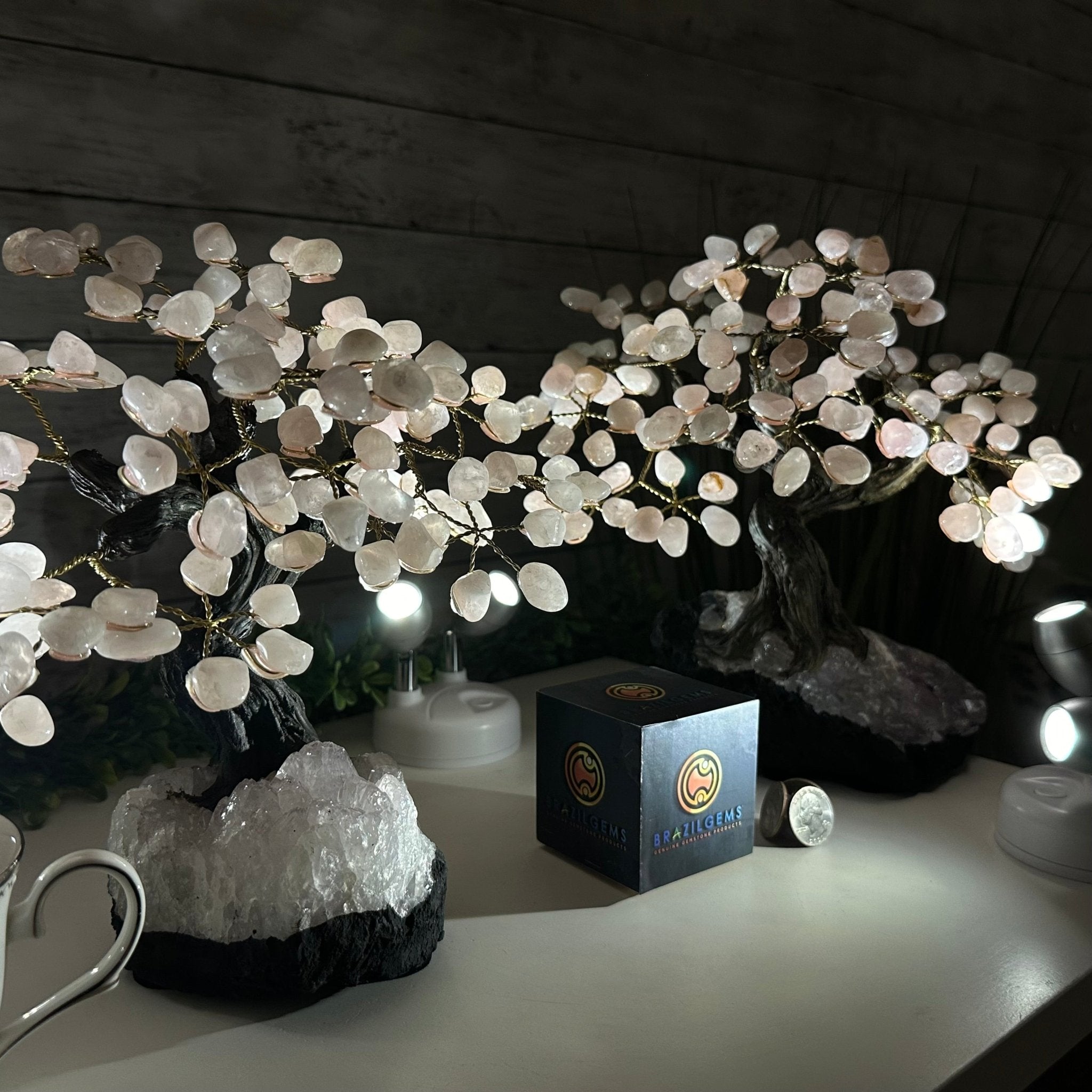 Rose Quartz 9" Tall Handmade Gemstone Tree on a Crystal base, 120 Gems #5403ROSQ - Brazil GemsBrazil GemsRose Quartz 9" Tall Handmade Gemstone Tree on a Crystal base, 120 Gems #5403ROSQGemstone Trees5403ROSQ