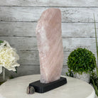 Rose Quartz Polished Slice with Rough Edges on a Wood Base Model 12.25" Tall Model #6100RQ-044 by Brazil Gems - Brazil GemsBrazil GemsRose Quartz Polished Slice with Rough Edges on a Wood Base Model 12.25" Tall Model #6100RQ-044 by Brazil GemsSlices on Wood Bases6100RQ-044