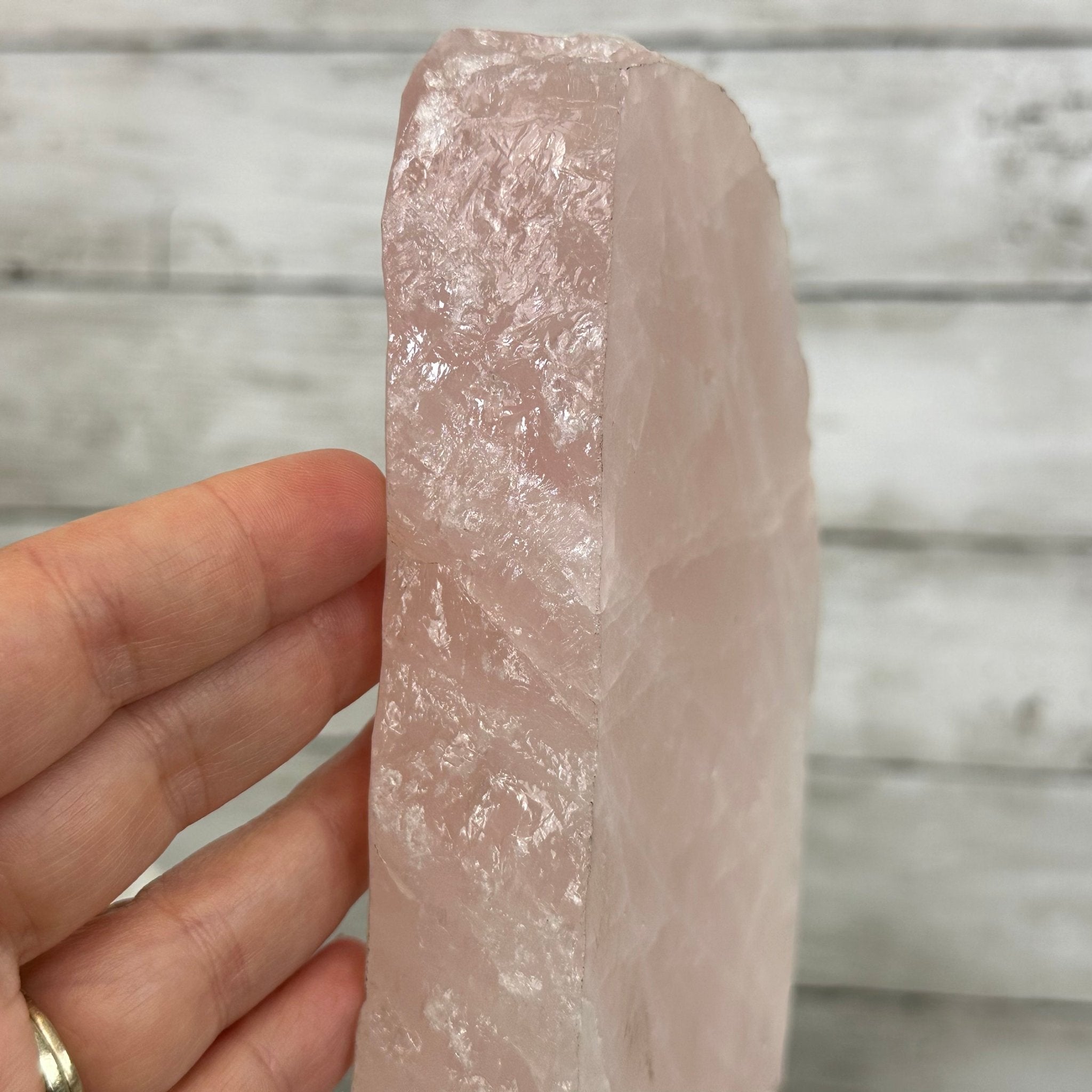 Rose Quartz Polished Slice with Rough Edges on a Wood Base Model 12.25" Tall Model #6100RQ-044 by Brazil Gems - Brazil GemsBrazil GemsRose Quartz Polished Slice with Rough Edges on a Wood Base Model 12.25" Tall Model #6100RQ-044 by Brazil GemsSlices on Wood Bases6100RQ-044