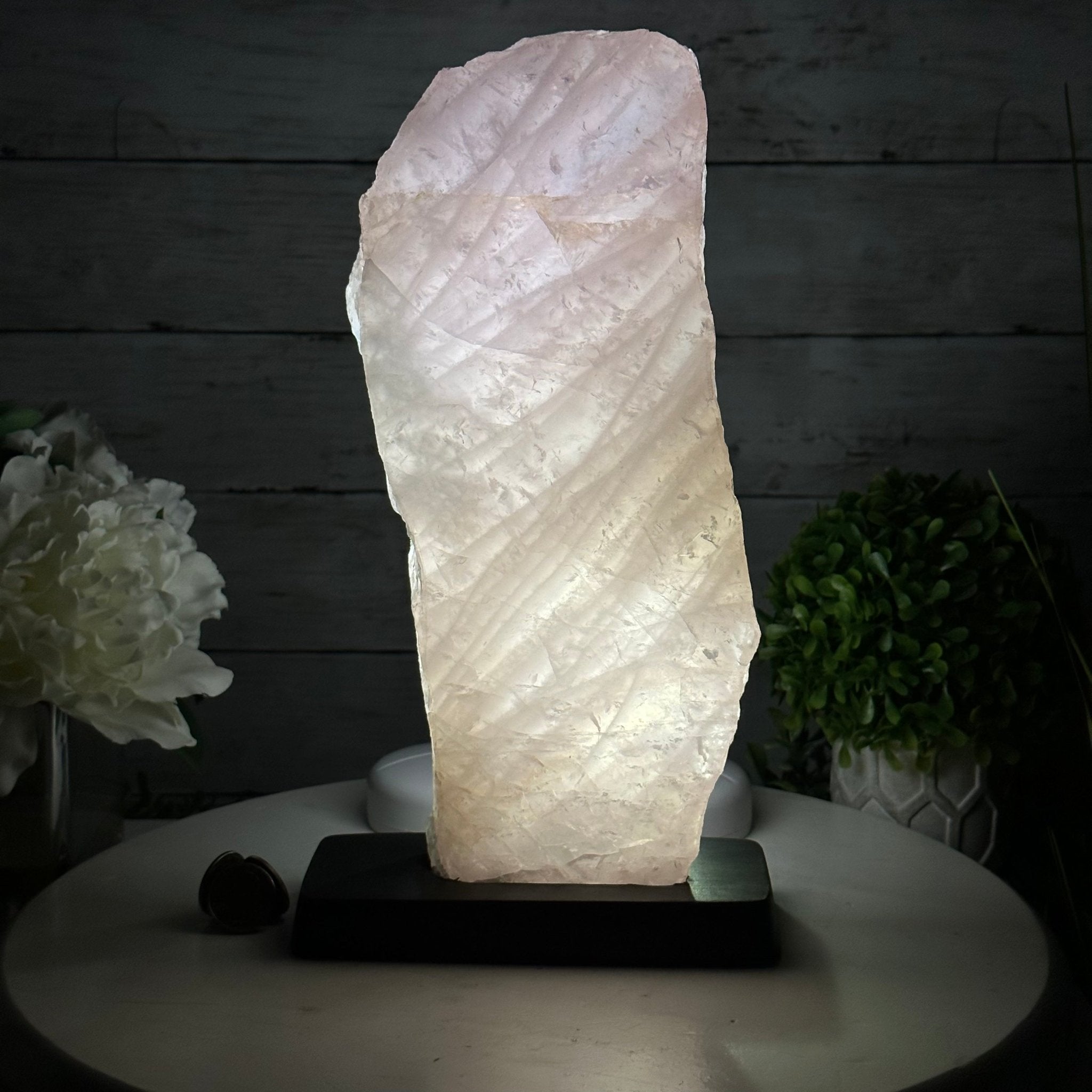 Rose Quartz Polished Slice with Rough Edges on a Wood Base Model 12.25" Tall Model #6100RQ-044 by Brazil Gems - Brazil GemsBrazil GemsRose Quartz Polished Slice with Rough Edges on a Wood Base Model 12.25" Tall Model #6100RQ-044 by Brazil GemsSlices on Wood Bases6100RQ-044