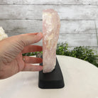 Rose Quartz Polished Slice with Rough Edges on a Wood Base Model 8" Tall Model #6100RQ-049 by Brazil Gems - Brazil GemsBrazil GemsRose Quartz Polished Slice with Rough Edges on a Wood Base Model 8" Tall Model #6100RQ-049 by Brazil GemsSlices on Wood Bases6100RQ-049