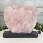 Rose Quartz Polished Slice with Rough Edges on a Wood Base Model 8" Tall Model #6100RQ-049 by Brazil Gems - Brazil GemsBrazil GemsRose Quartz Polished Slice with Rough Edges on a Wood Base Model 8" Tall Model #6100RQ-049 by Brazil GemsSlices on Wood Bases6100RQ-049