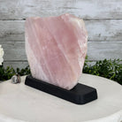 Rose Quartz Polished Slice with Rough Edges on a Wood Base Model 8" Tall Model #6100RQ-049 by Brazil Gems - Brazil GemsBrazil GemsRose Quartz Polished Slice with Rough Edges on a Wood Base Model 8" Tall Model #6100RQ-049 by Brazil GemsSlices on Wood Bases6100RQ-049