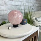 Rose Quartz Sphere on a Wood Base, 12.2 lbs & 7.4" Tall #5632 - 0019 - Brazil GemsBrazil GemsRose Quartz Sphere on a Wood Base, 12.2 lbs & 7.4" Tall #5632 - 0019Spheres5632 - 0019