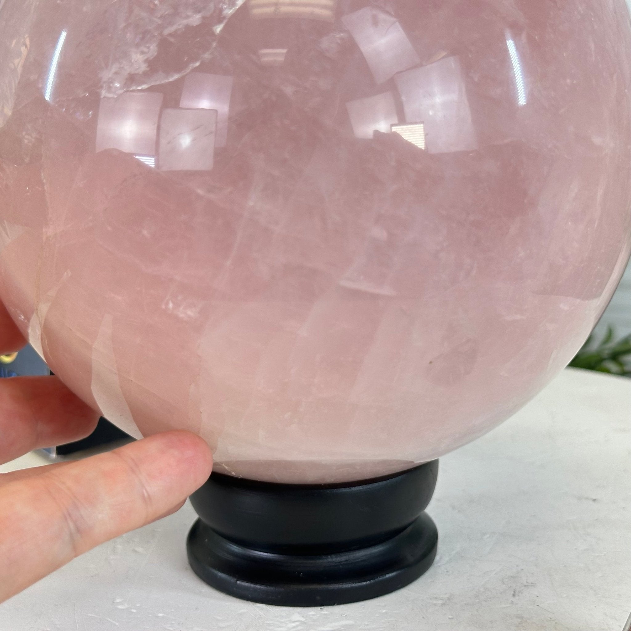Rose Quartz Sphere on a Wood Base, 12.2 lbs & 7.4" Tall #5632 - 0019 - Brazil GemsBrazil GemsRose Quartz Sphere on a Wood Base, 12.2 lbs & 7.4" Tall #5632 - 0019Spheres5632 - 0019