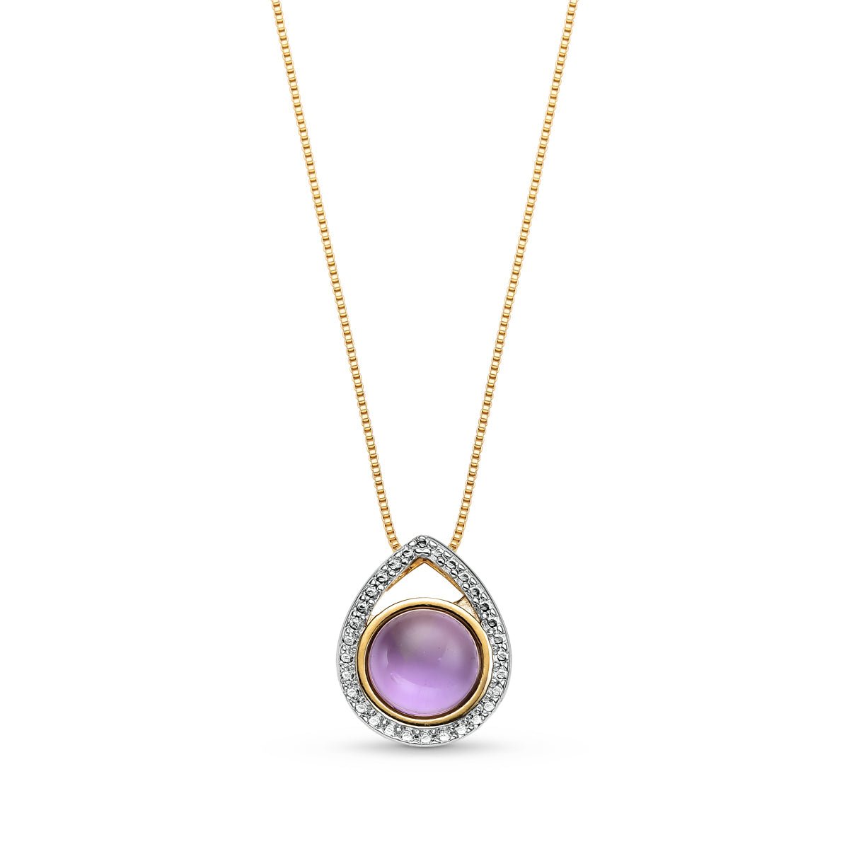 Round Amethyst on Teardrop 18k Gold Plated Necklace & Earring Set - Brazil GemsBrazil GemsRound Amethyst on Teardrop 18k Gold Plated Necklace & Earring SetNecklace & Earring Set14GP7033 - 103