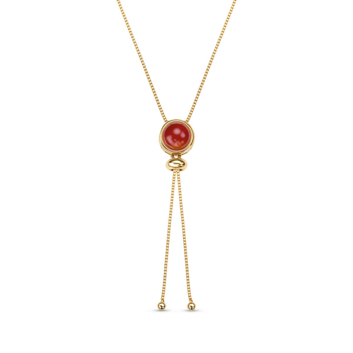 Round Natural Gemstones 18K Gold Plated Lariat Necklace - Brazil GemsBrazil GemsRound Natural Gemstones 18K Gold Plated Lariat NecklaceNecklace12GP0476 - 122