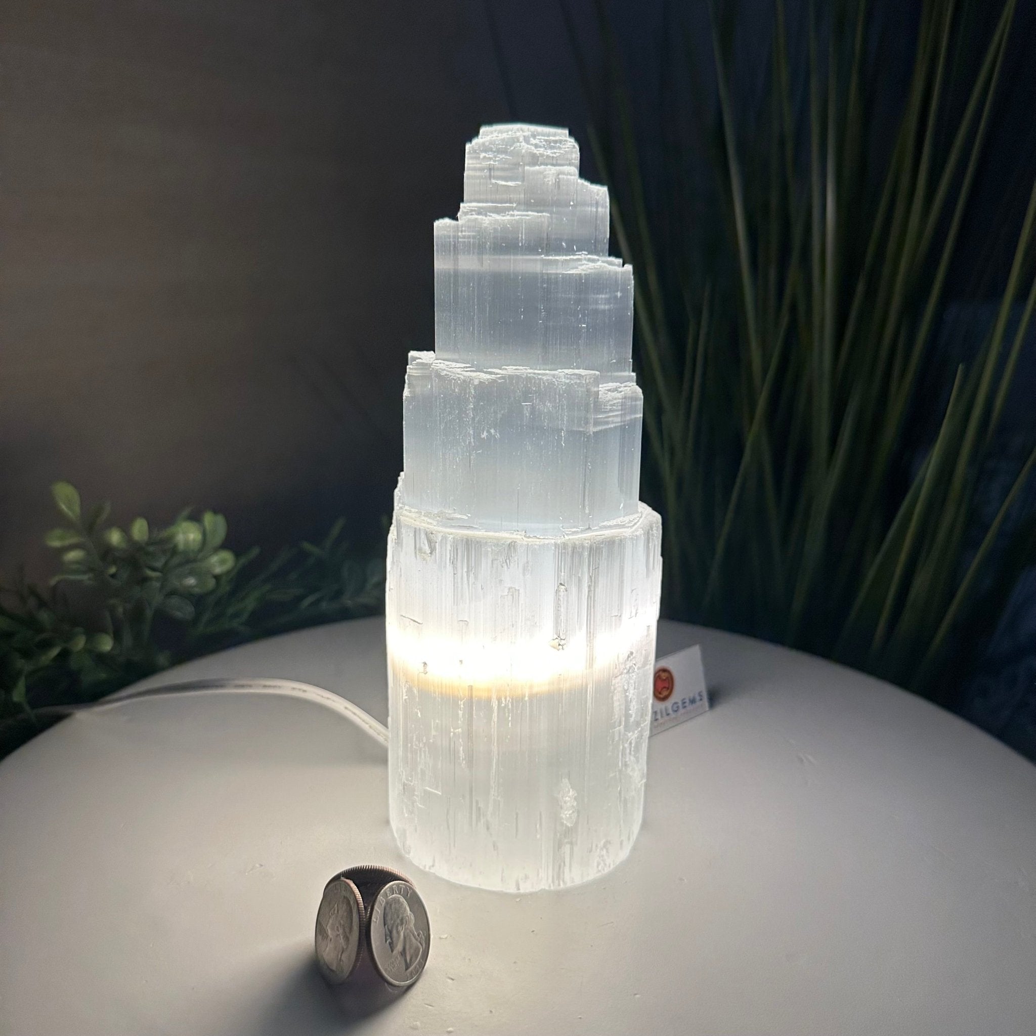Selenite Tower Crystal Night Light, 2.8 lbs & 8" Tall 5802ST - 007 - Brazil GemsBrazil GemsSelenite Tower Crystal Night Light, 2.8 lbs & 8" Tall 5802ST - 007Night Lights5802ST - 007