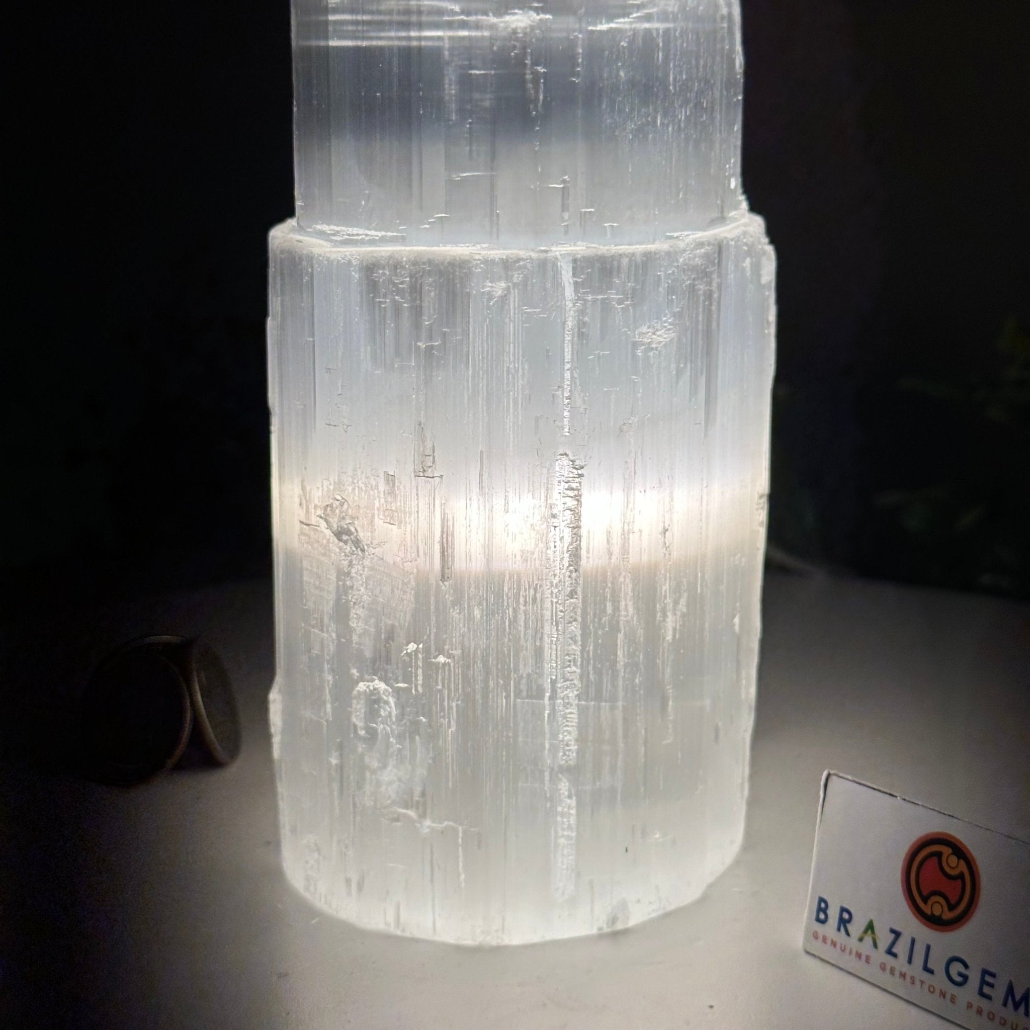 Selenite Tower Crystal Night Light, 2.8 lbs & 8" Tall 5802ST - 007 - Brazil GemsBrazil GemsSelenite Tower Crystal Night Light, 2.8 lbs & 8" Tall 5802ST - 007Night Lights5802ST - 007