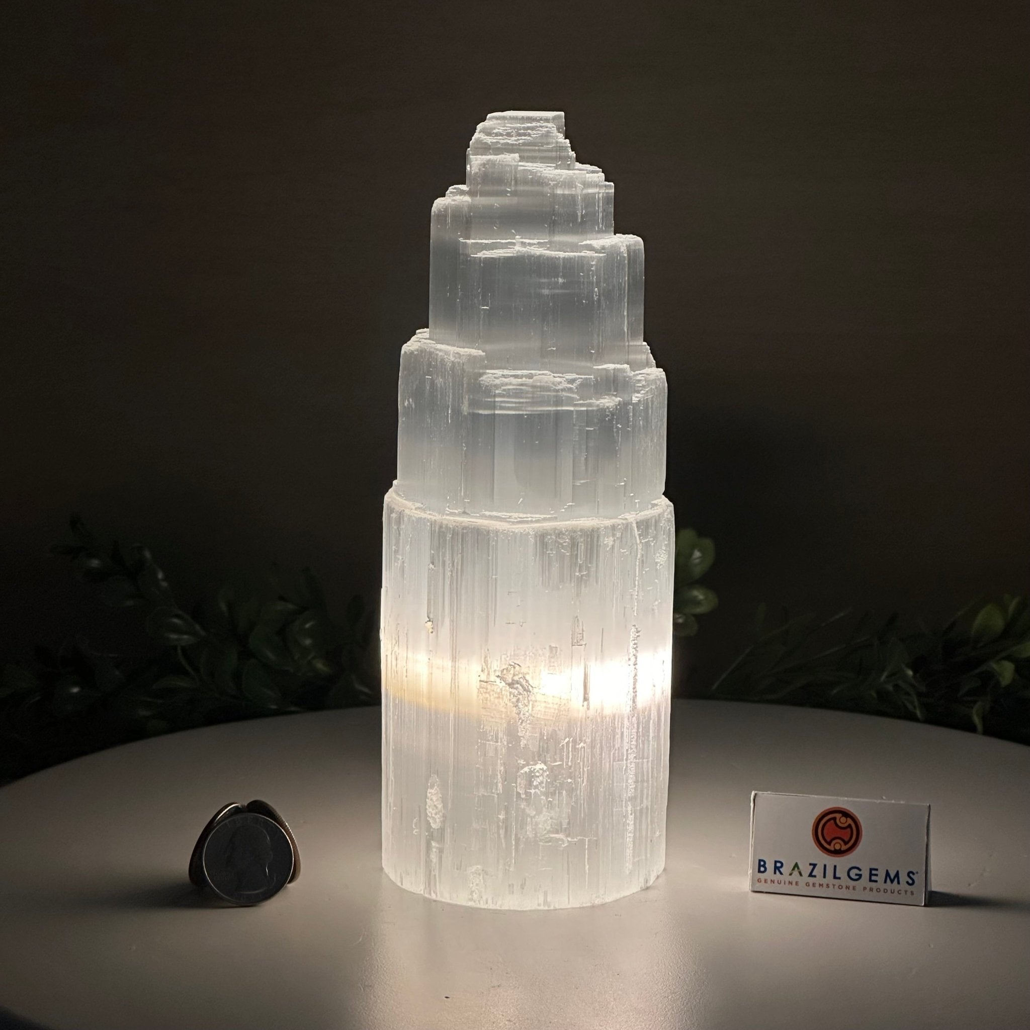 Selenite Tower Crystal Night Light, 2.8 lbs & 8" Tall 5802ST - 007 - Brazil GemsBrazil GemsSelenite Tower Crystal Night Light, 2.8 lbs & 8" Tall 5802ST - 007Night Lights5802ST - 007