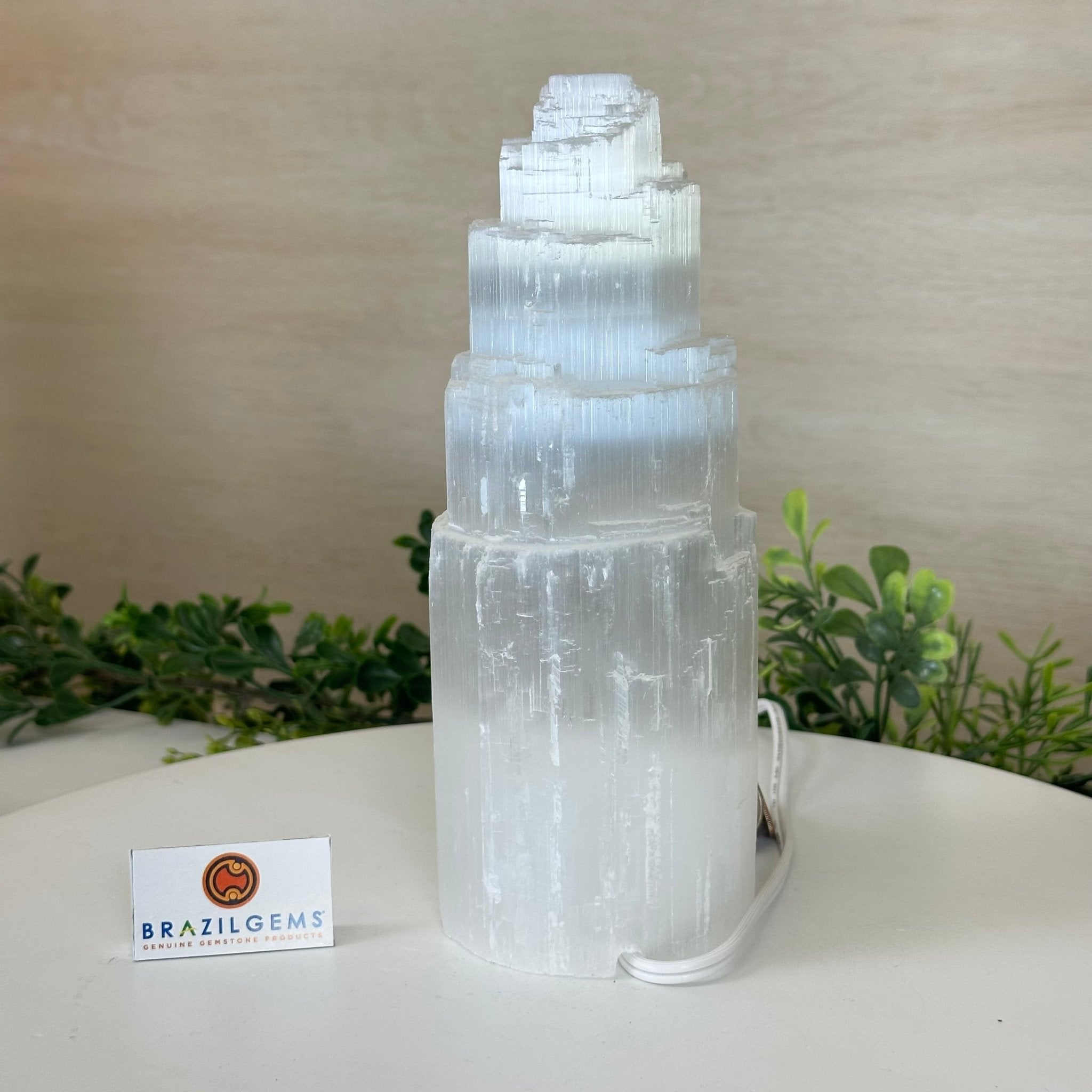 Selenite Tower Crystal Night Light, 2.8 lbs & 8" Tall 5802ST - 007 - Brazil GemsBrazil GemsSelenite Tower Crystal Night Light, 2.8 lbs & 8" Tall 5802ST - 007Night Lights5802ST - 007