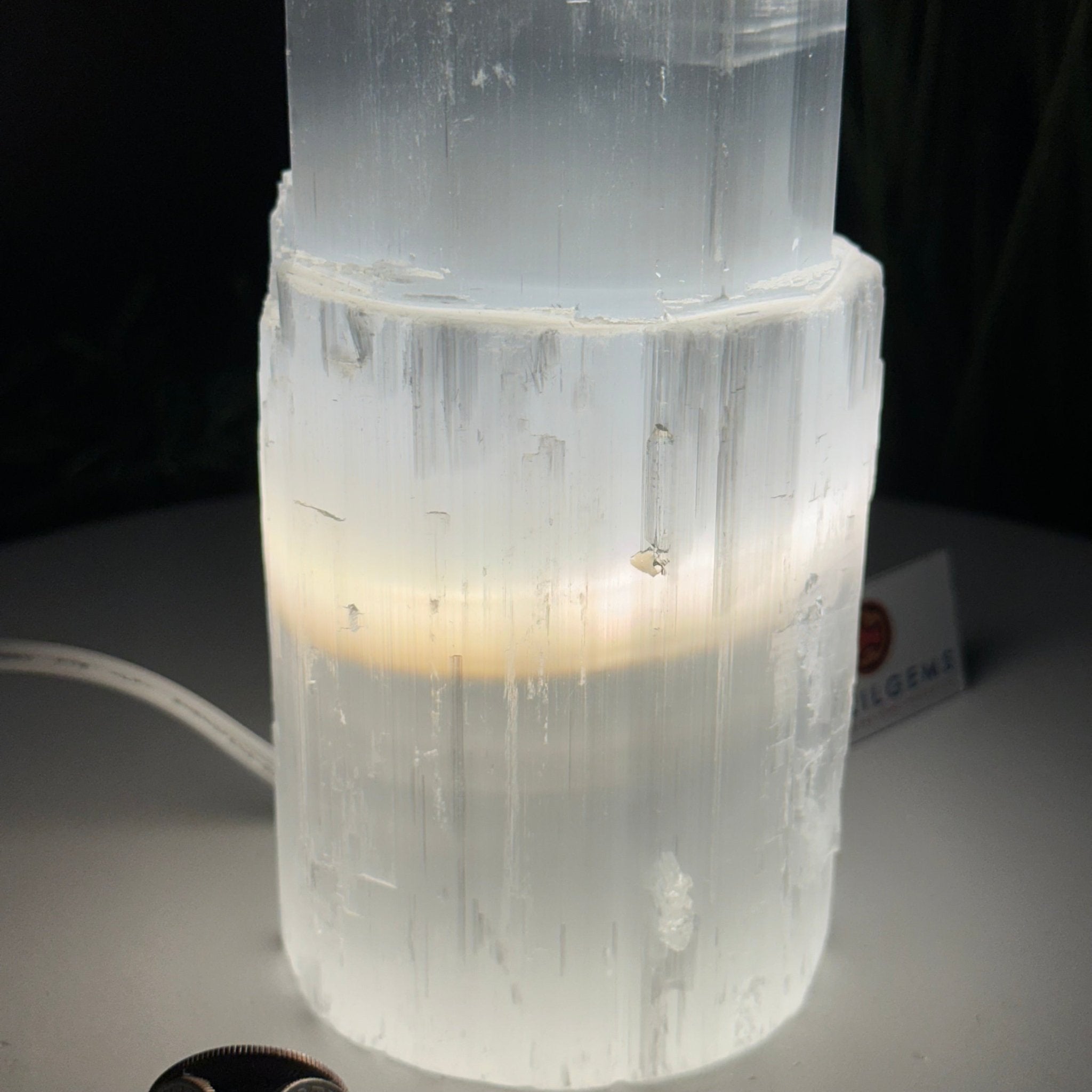 Selenite Tower Crystal Night Light, 2.8 lbs & 8" Tall 5802ST - 007 - Brazil GemsBrazil GemsSelenite Tower Crystal Night Light, 2.8 lbs & 8" Tall 5802ST - 007Night Lights5802ST - 007