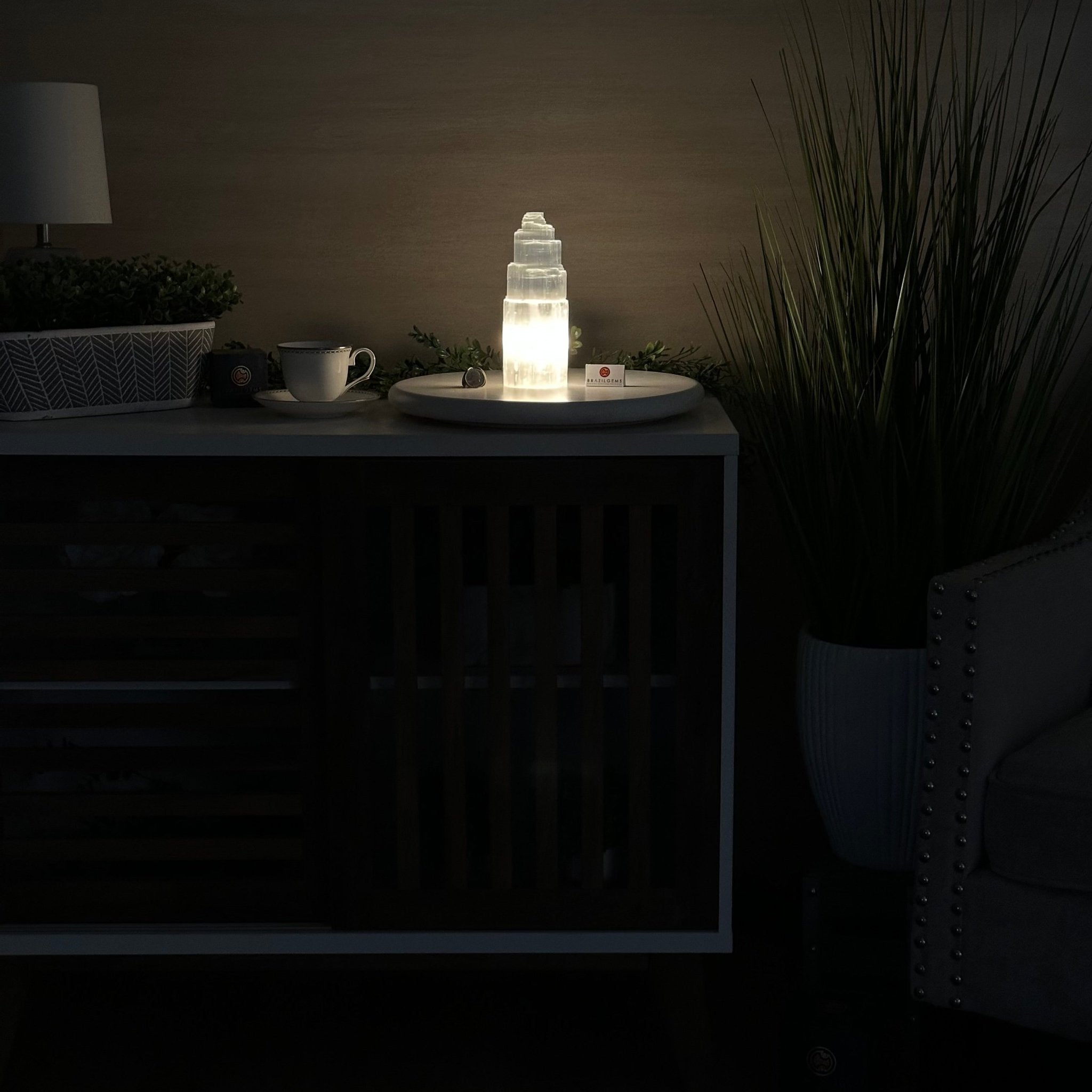 Selenite Tower Crystal Night Light, 2.8 lbs & 8" Tall 5802ST - 007 - Brazil GemsBrazil GemsSelenite Tower Crystal Night Light, 2.8 lbs & 8" Tall 5802ST - 007Night Lights5802ST - 007