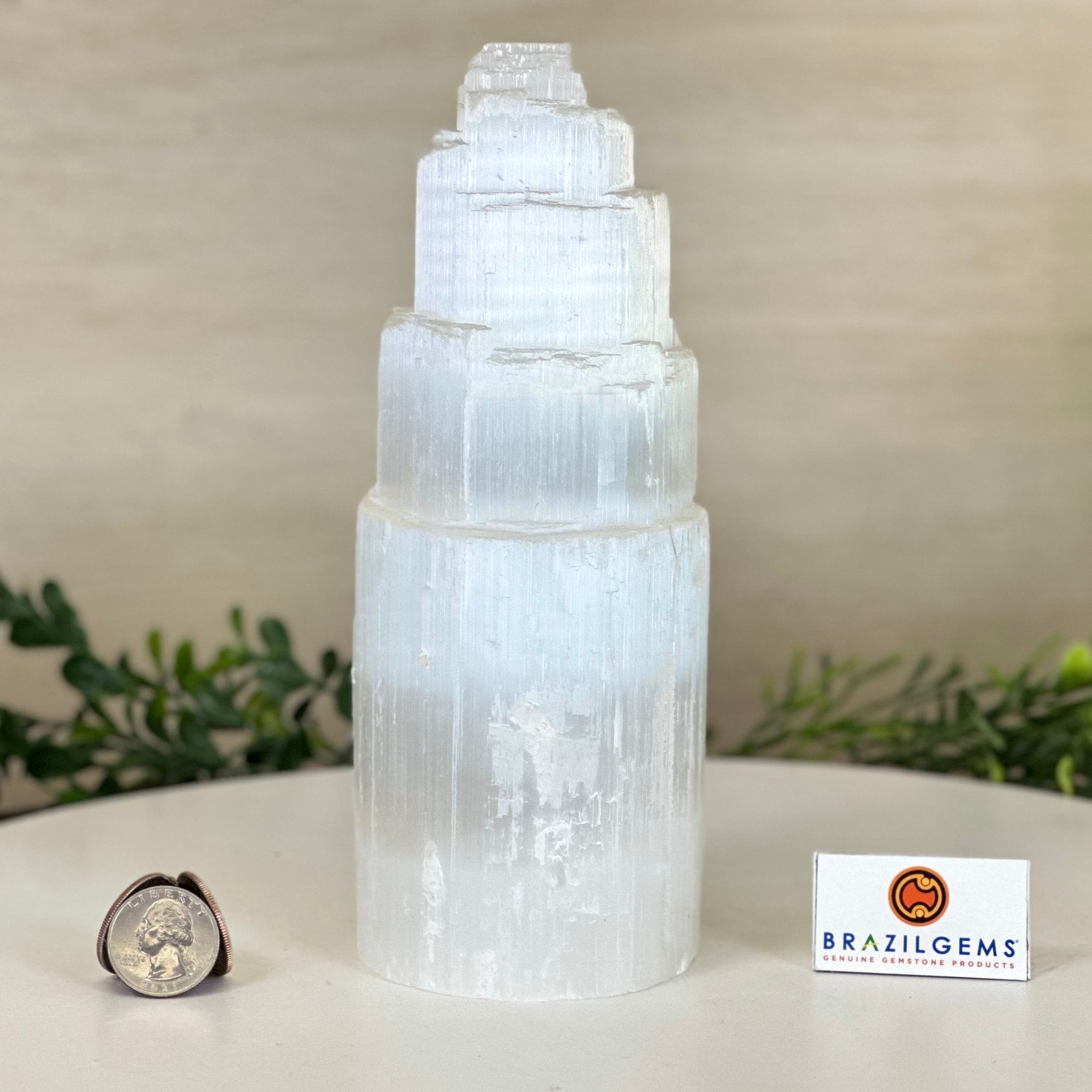 Selenite Tower Crystal Night Light, 2.8 lbs & 8" Tall 5802ST - 007 - Brazil GemsBrazil GemsSelenite Tower Crystal Night Light, 2.8 lbs & 8" Tall 5802ST - 007Night Lights5802ST - 007