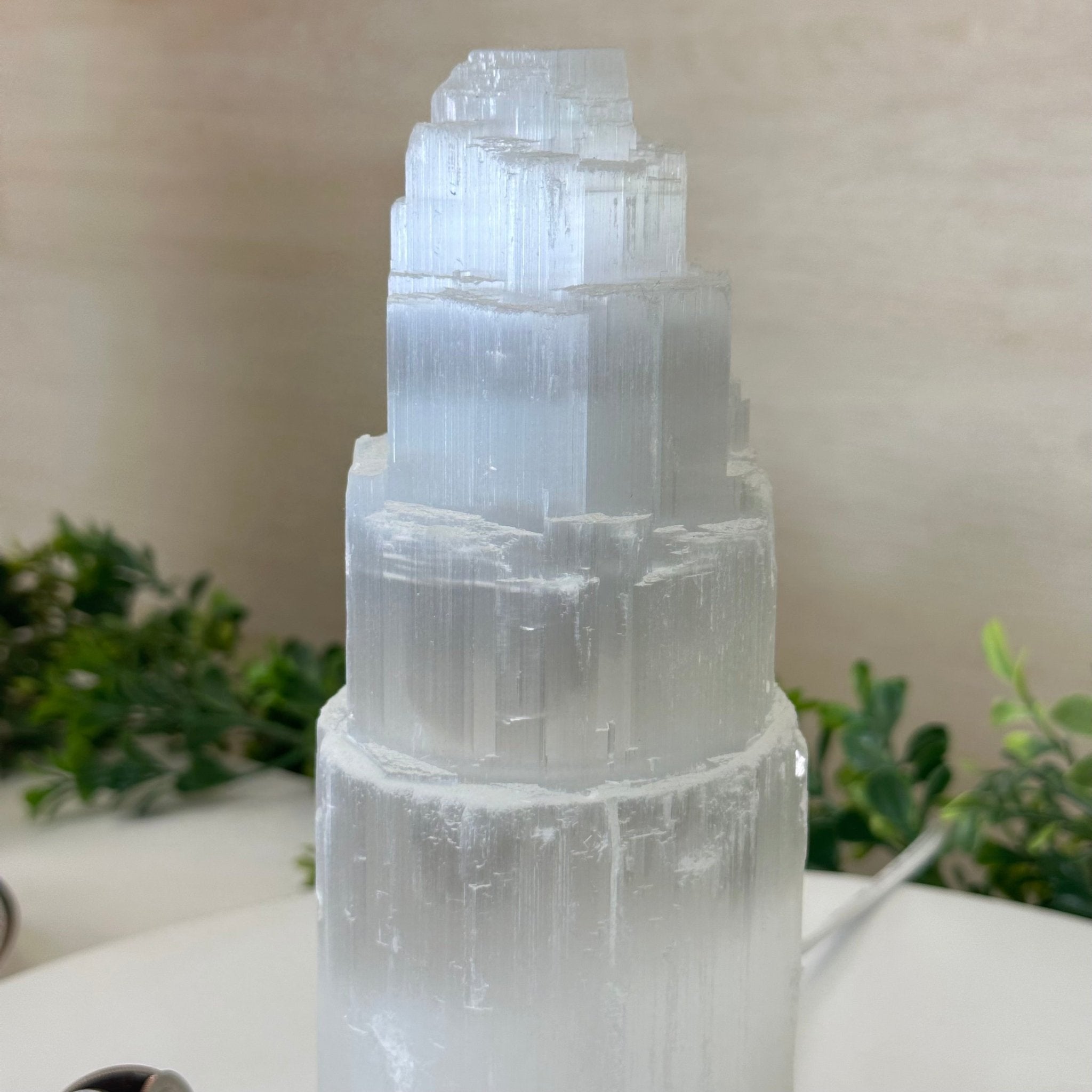Selenite Tower Crystal Night Light, 2.8 lbs & 8" Tall 5802ST - 007 - Brazil GemsBrazil GemsSelenite Tower Crystal Night Light, 2.8 lbs & 8" Tall 5802ST - 007Night Lights5802ST - 007