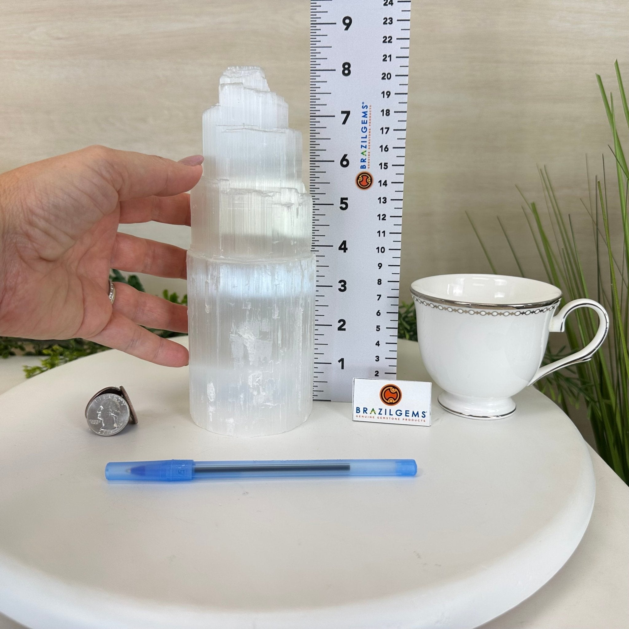 Selenite Tower Crystal Night Light, 2.8 lbs & 8" Tall 5802ST - 007 - Brazil GemsBrazil GemsSelenite Tower Crystal Night Light, 2.8 lbs & 8" Tall 5802ST - 007Night Lights5802ST - 007