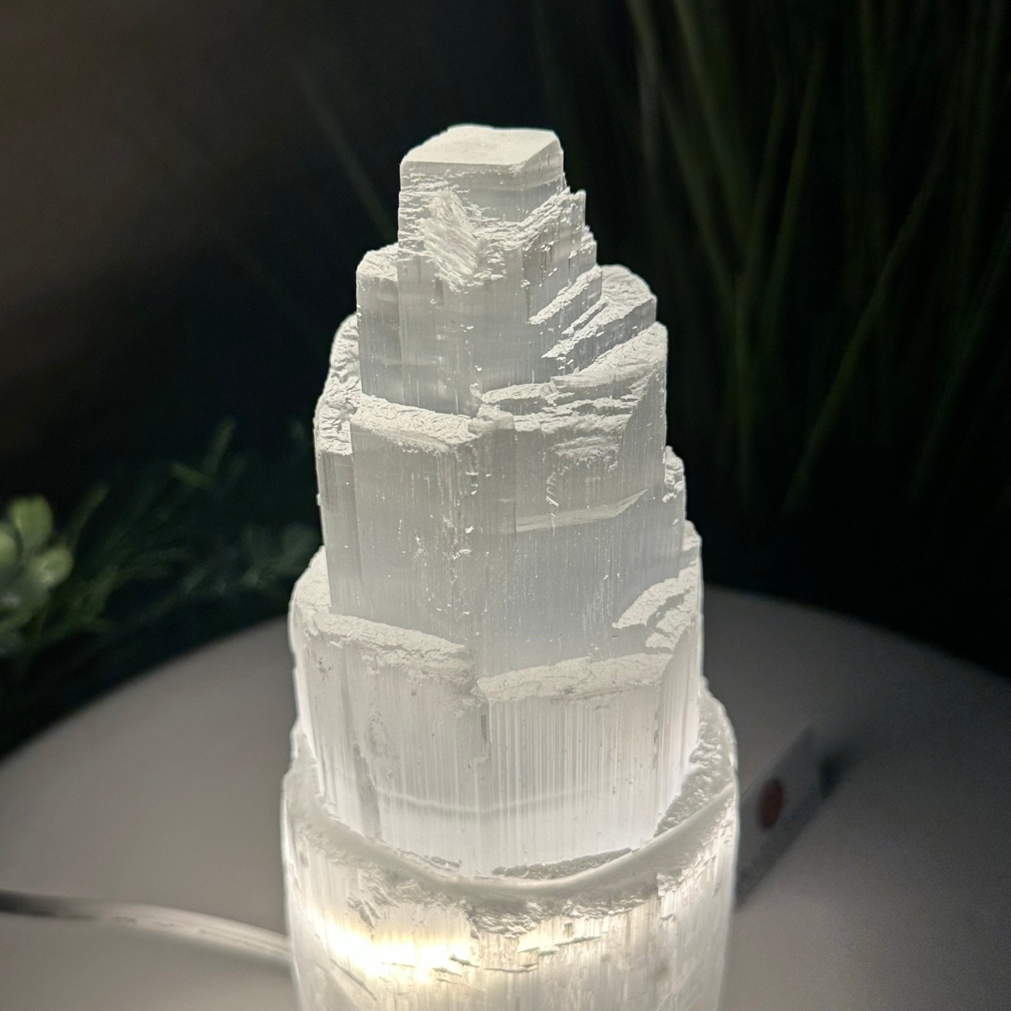 Selenite Tower Crystal Night Light, 3.1 lbs & 8" Tall 5802ST - 010 - Brazil GemsBrazil GemsSelenite Tower Crystal Night Light, 3.1 lbs & 8" Tall 5802ST - 010Night Lights5802ST - 010