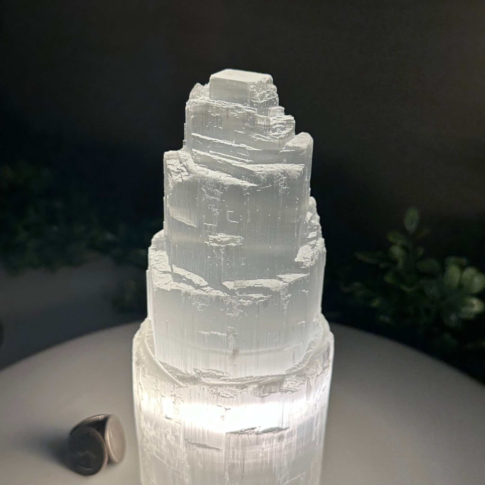 Selenite Tower Crystal Night Light, 3.1 lbs & 8" Tall 5802ST - 010 - Brazil GemsBrazil GemsSelenite Tower Crystal Night Light, 3.1 lbs & 8" Tall 5802ST - 010Night Lights5802ST - 010